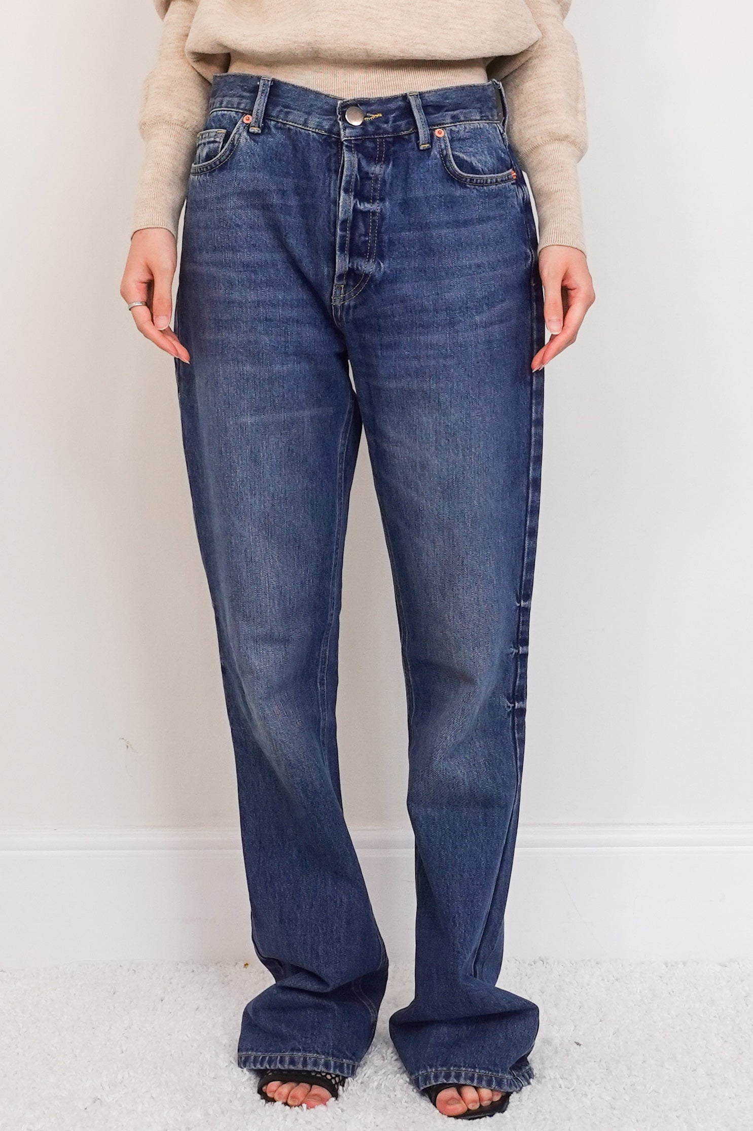 Wide Leg ripped blue jeans