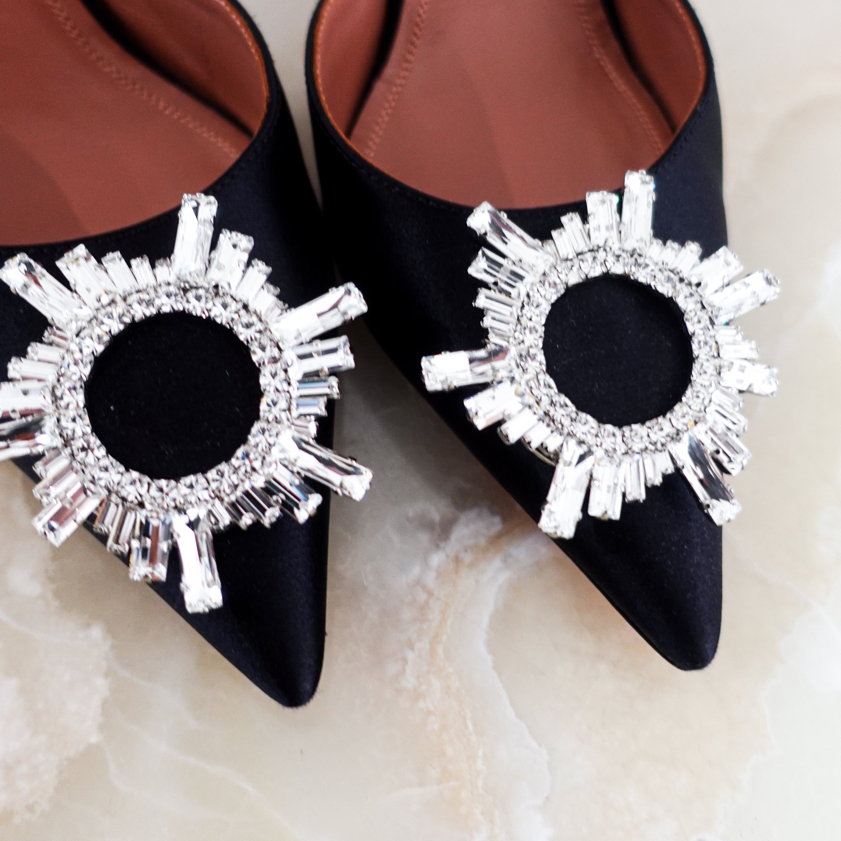 Begum Swarovski Crystal Embellished Satin Slingbang pumps  RRP £950