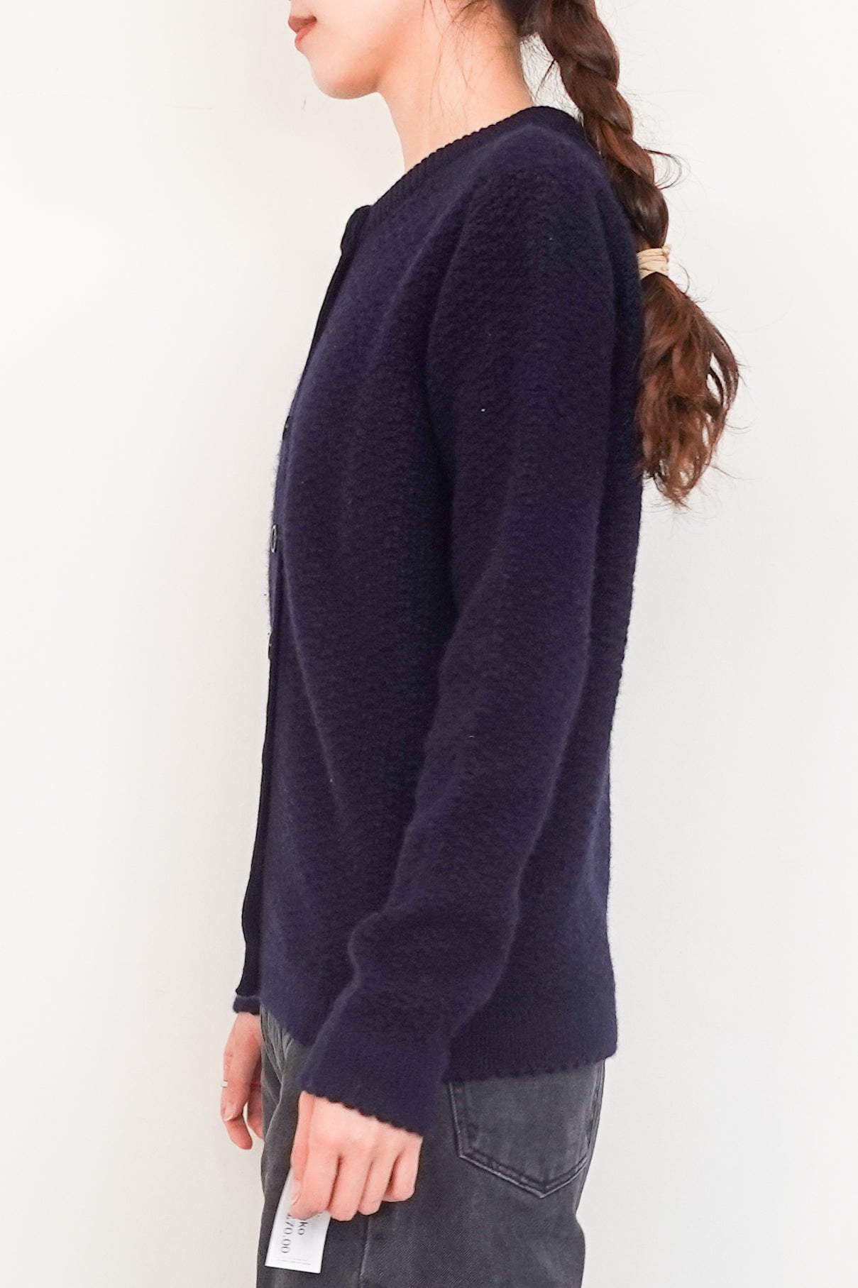 Navy button up cashmere mix cardigan