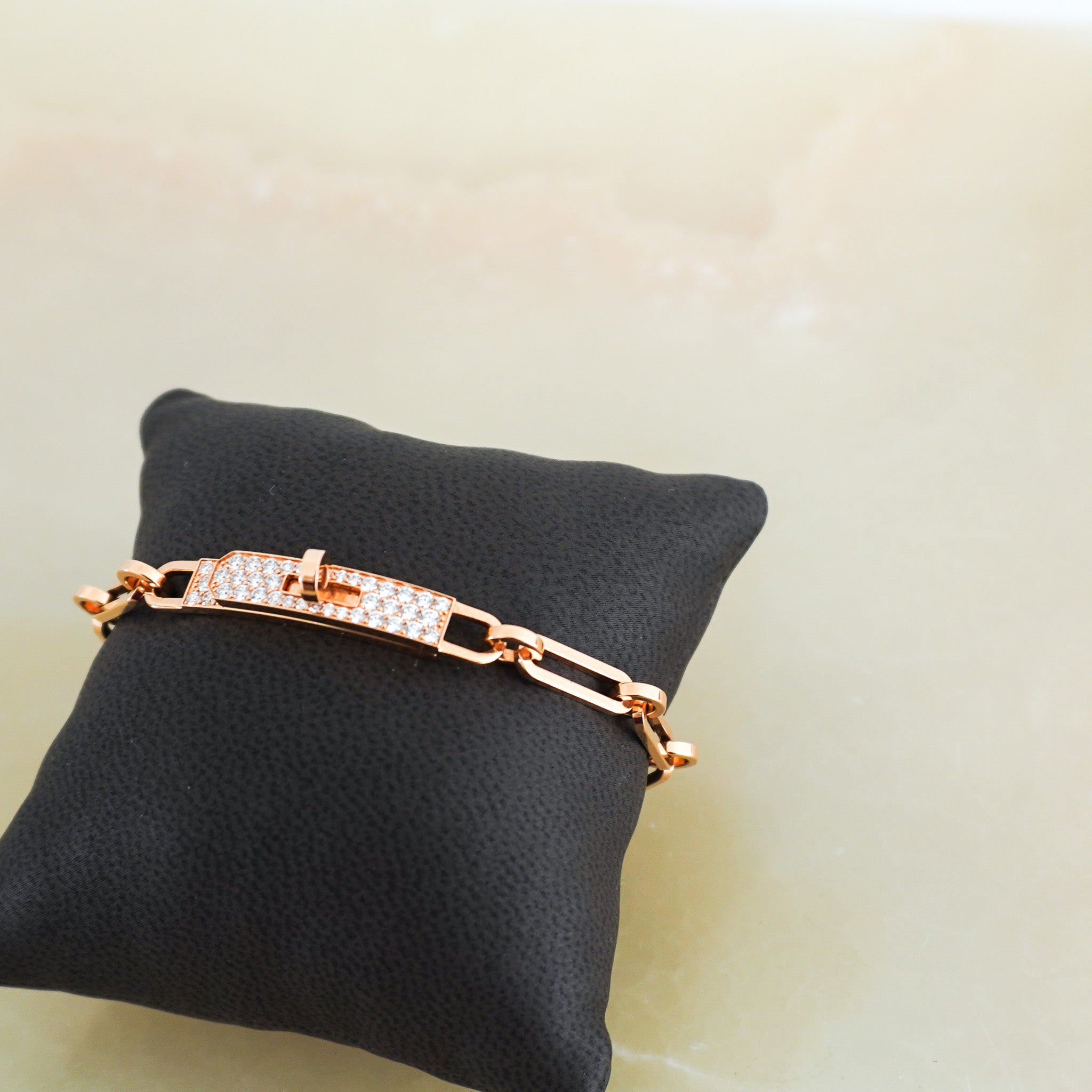 CURRENT SEASON Hermes Kelly Chaine Rose Gold and Diamonds Bracelet RRP £9710 | Authentic Preloved FINAL SALE - Reloved Again