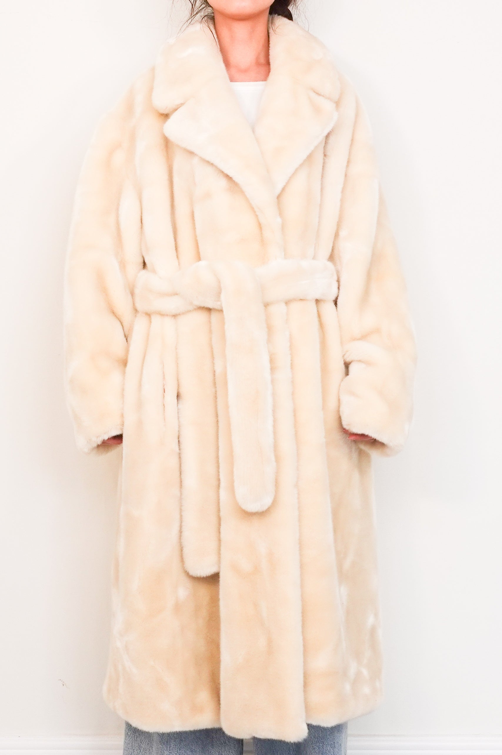 oversized white faux fur coat RRP £1200