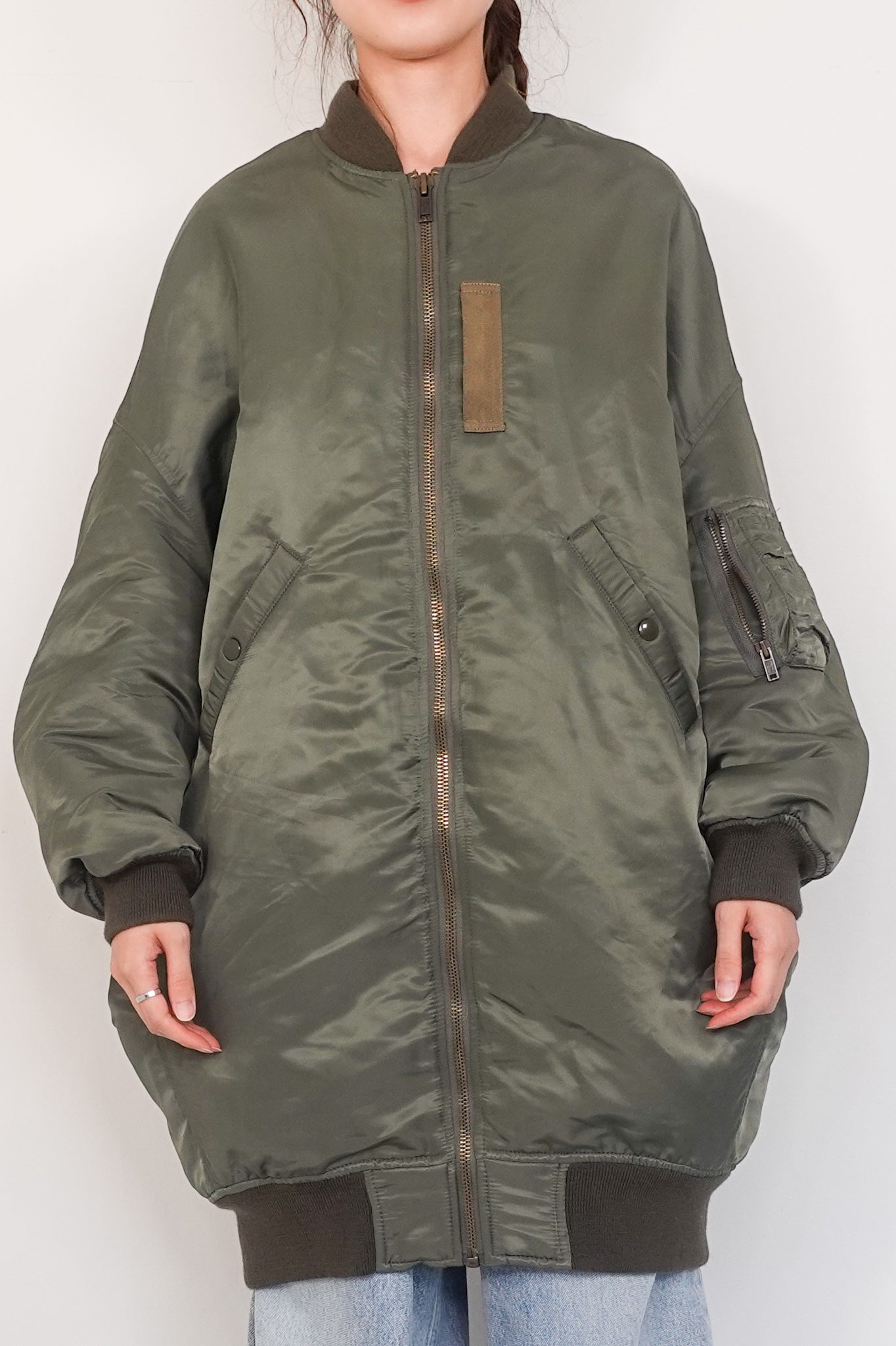 oversized flight coat in vintage green