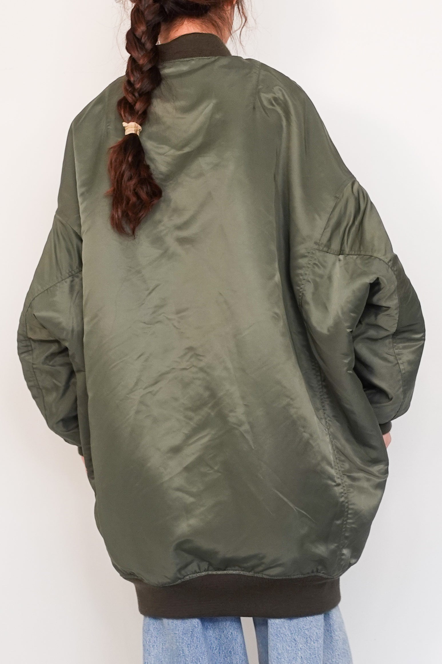 oversized flight coat in vintage green