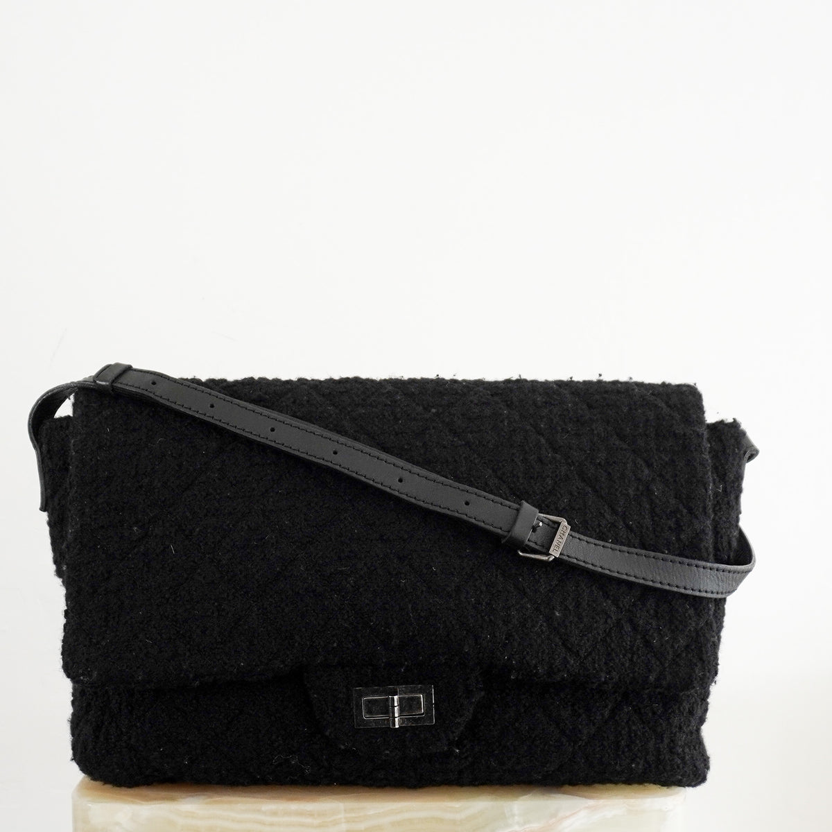Chanel Black Tweed 2.55 Flap Crossbody Bag 2009 - 2010 (RRP £8000)| Authentic Preloved - Reloved Again