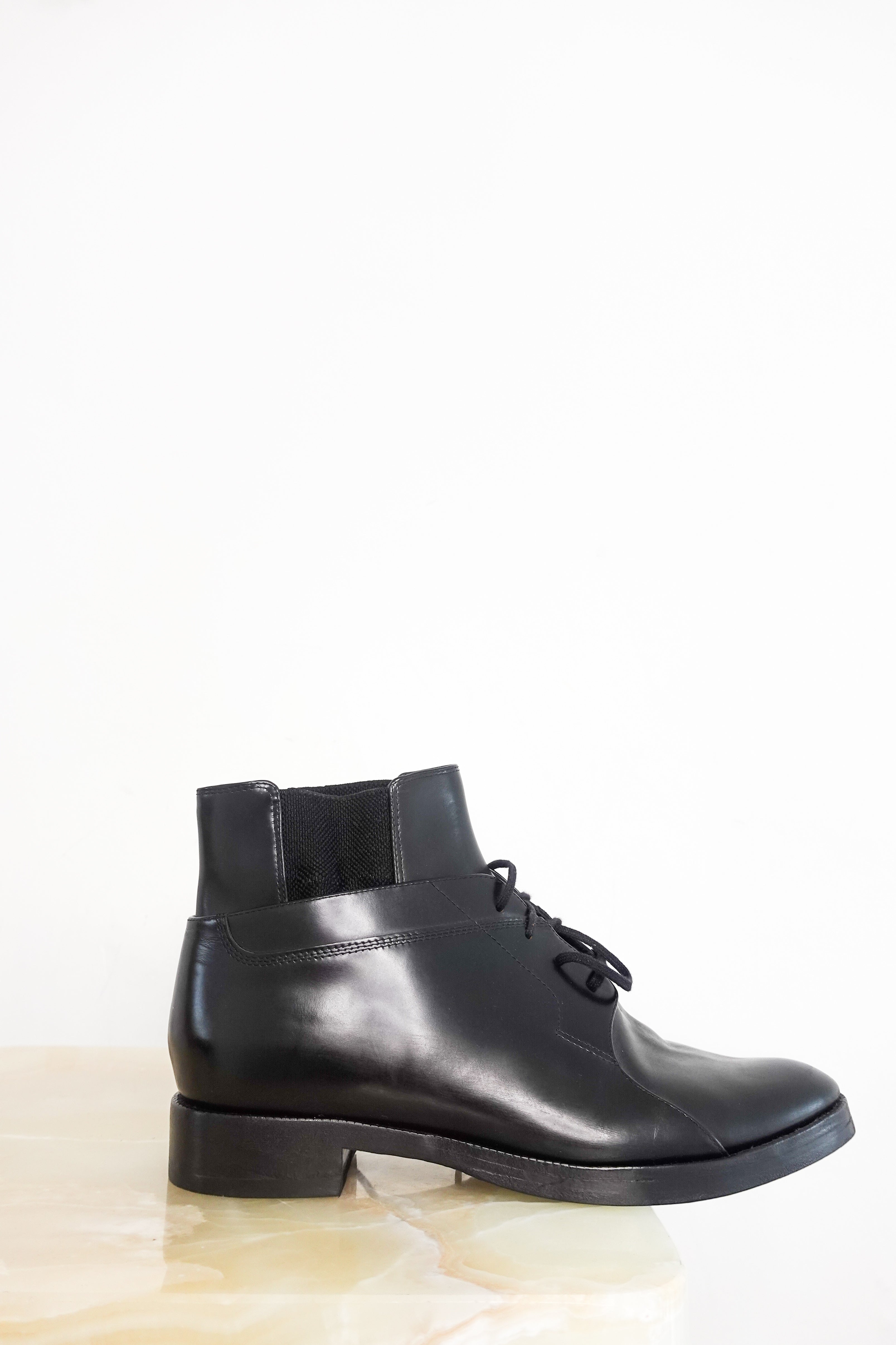 Black glossy leather ankle boots RRP £400