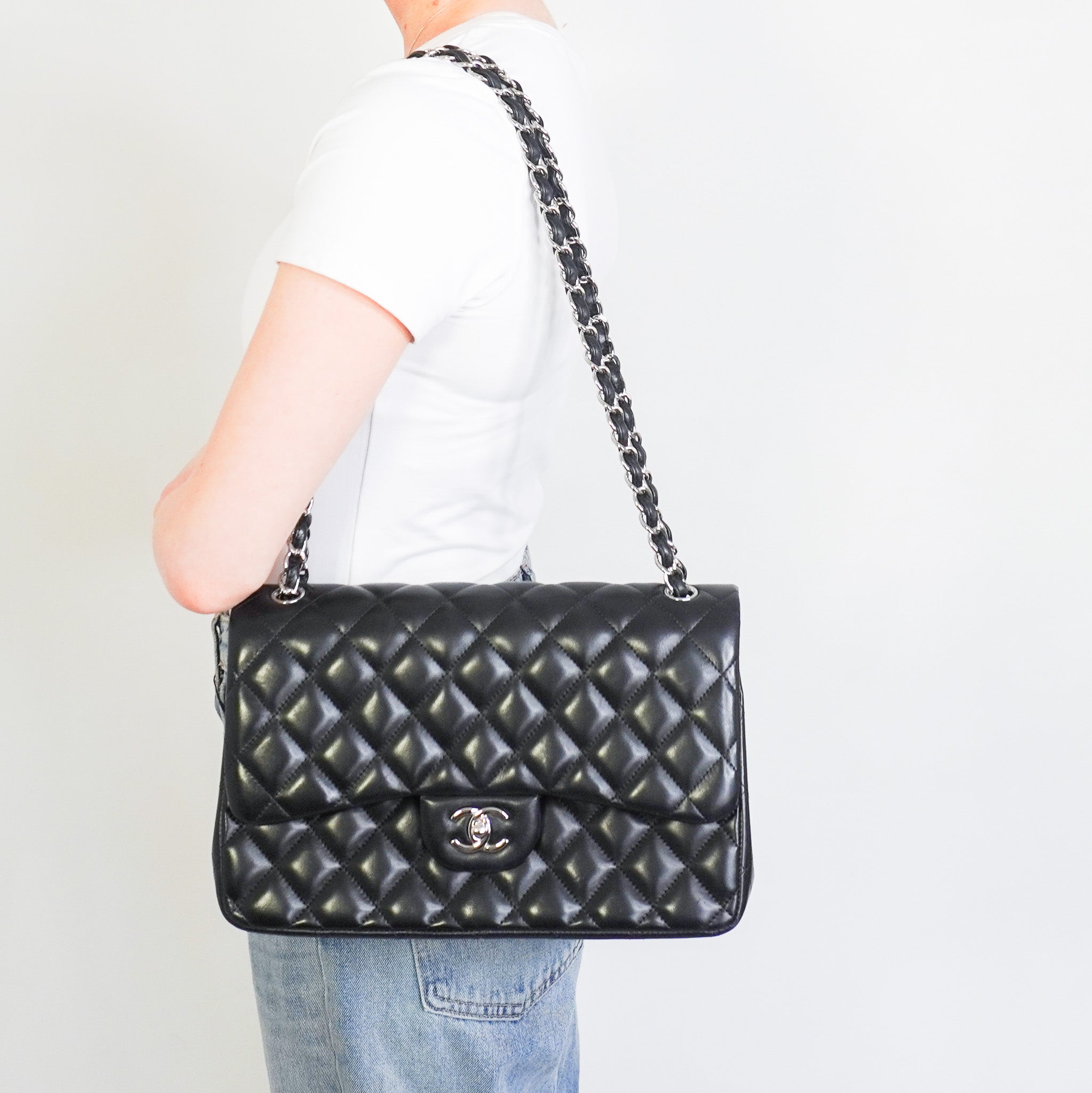 Chanel Jumbo Lambskin Double Flap in Black RRP £10000 | Authentic Preloved - Reloved Again