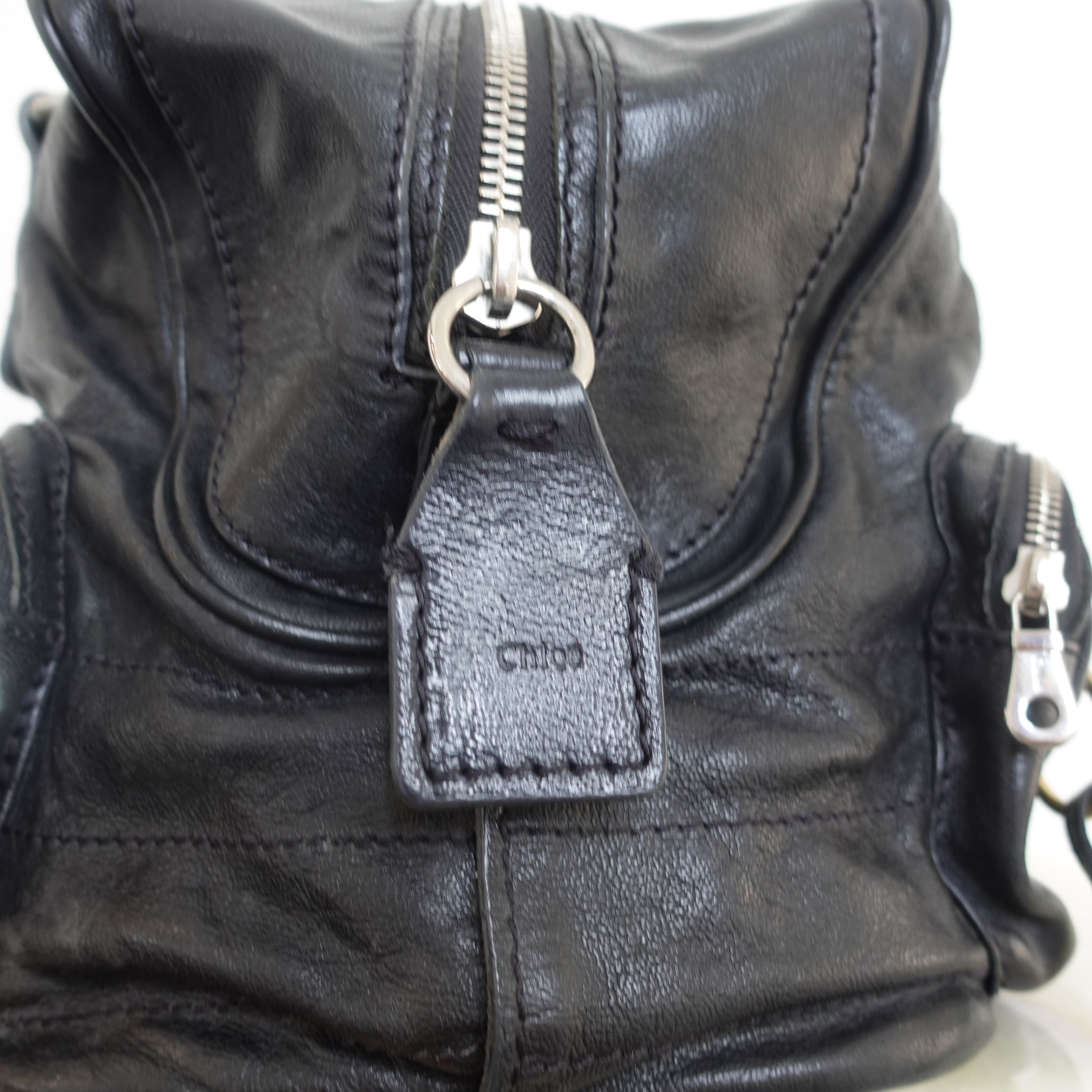 Black leather oversized shoulder bag