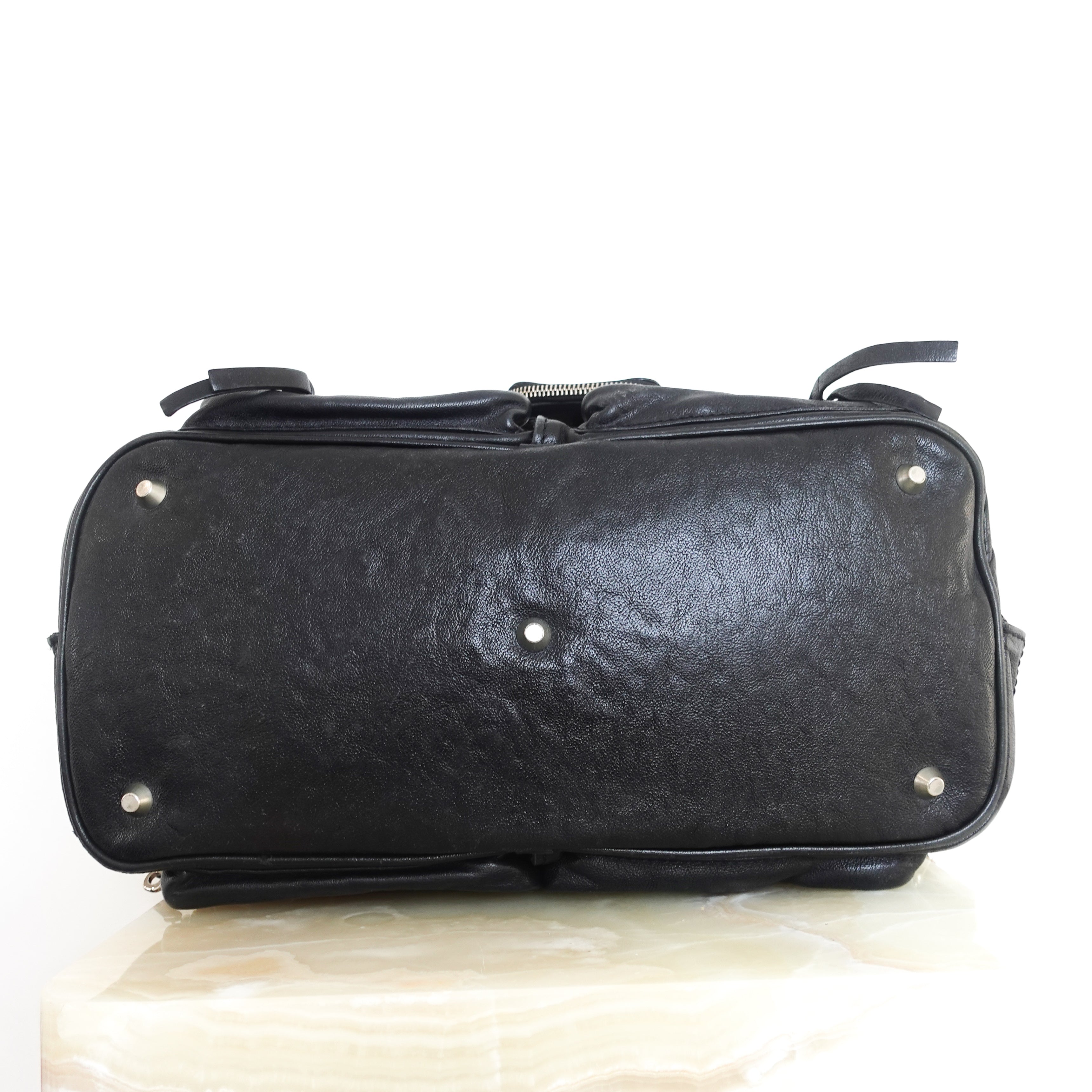 Black leather oversized shoulder bag