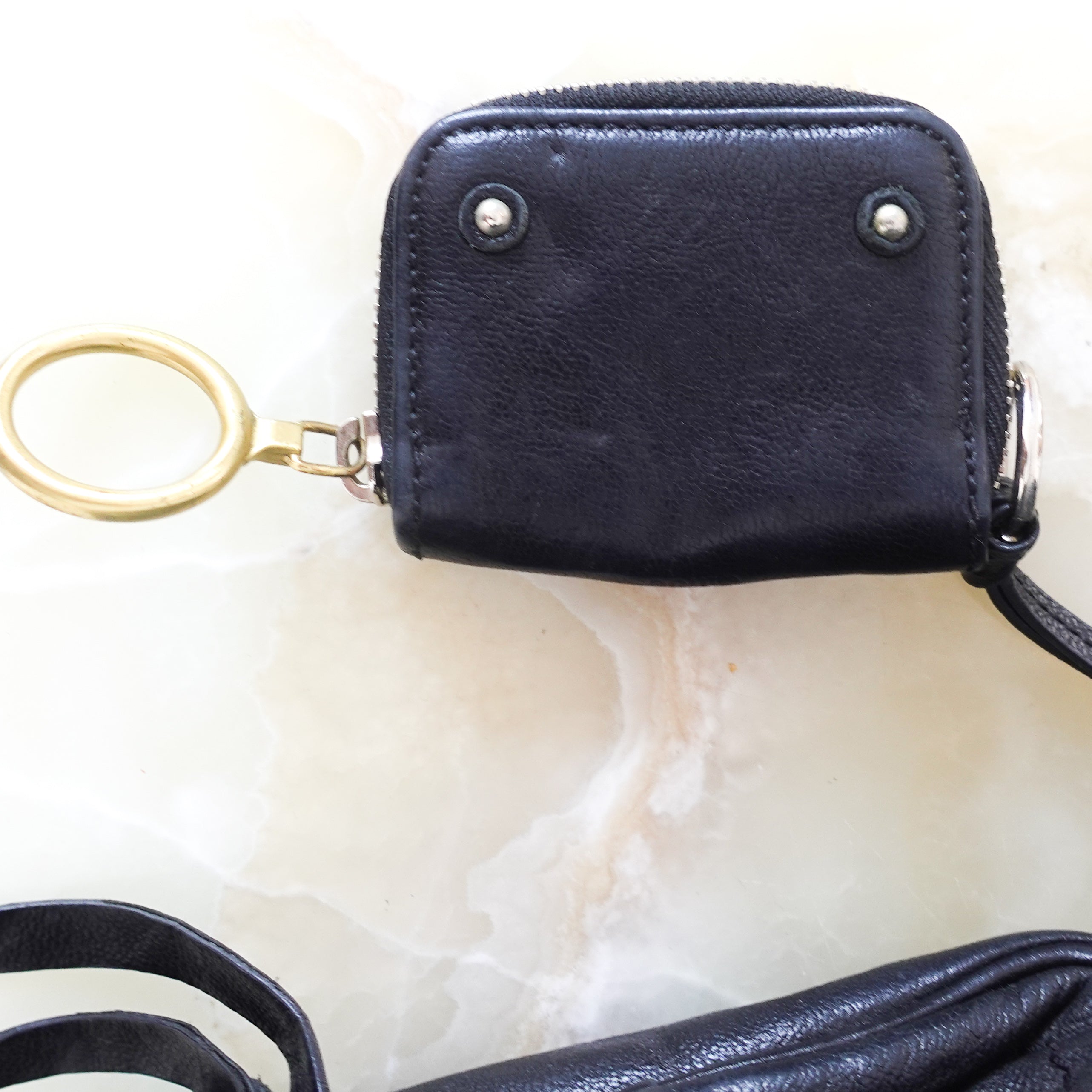 Black leather oversized shoulder bag