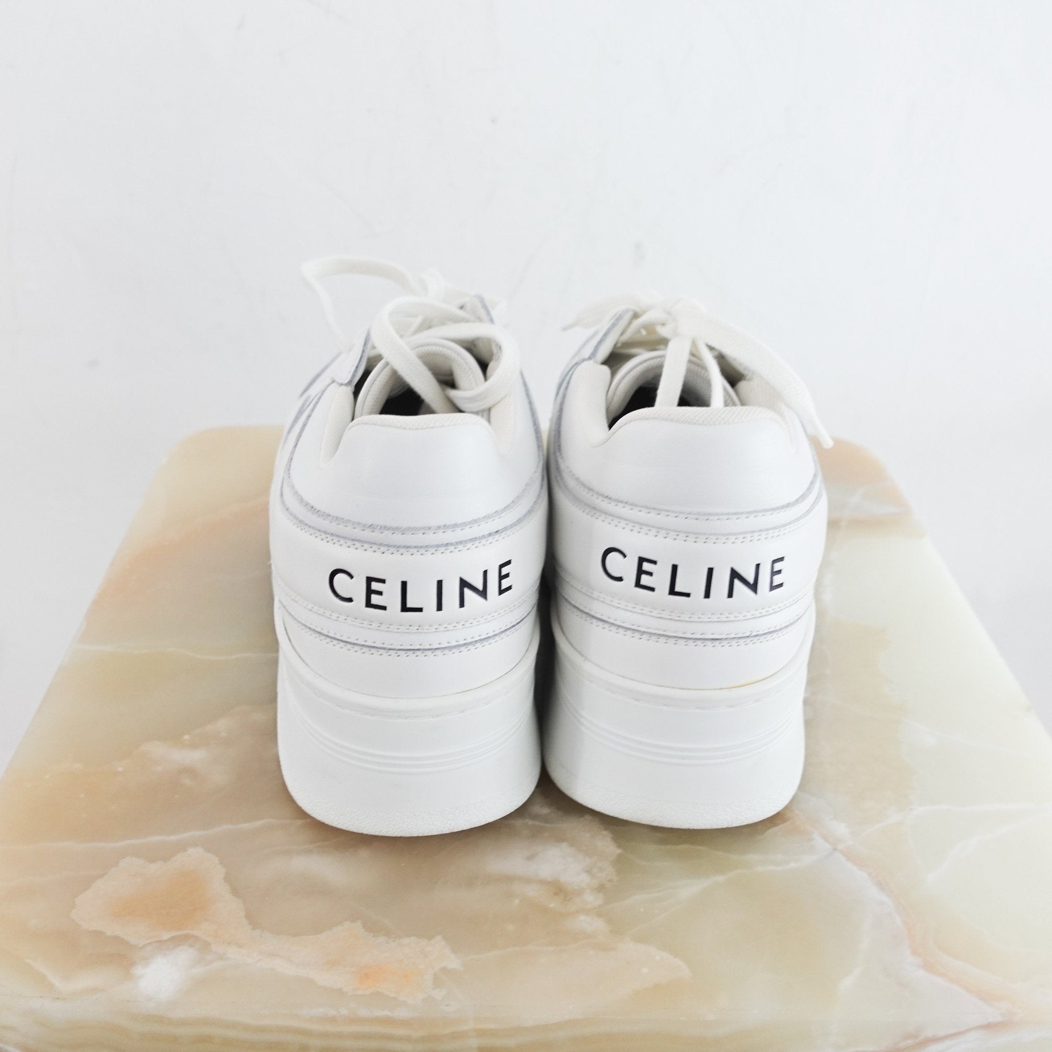 NEW Celine White Leather Wedge Trainers RRP £670 | Authentic Preloved - Reloved Again