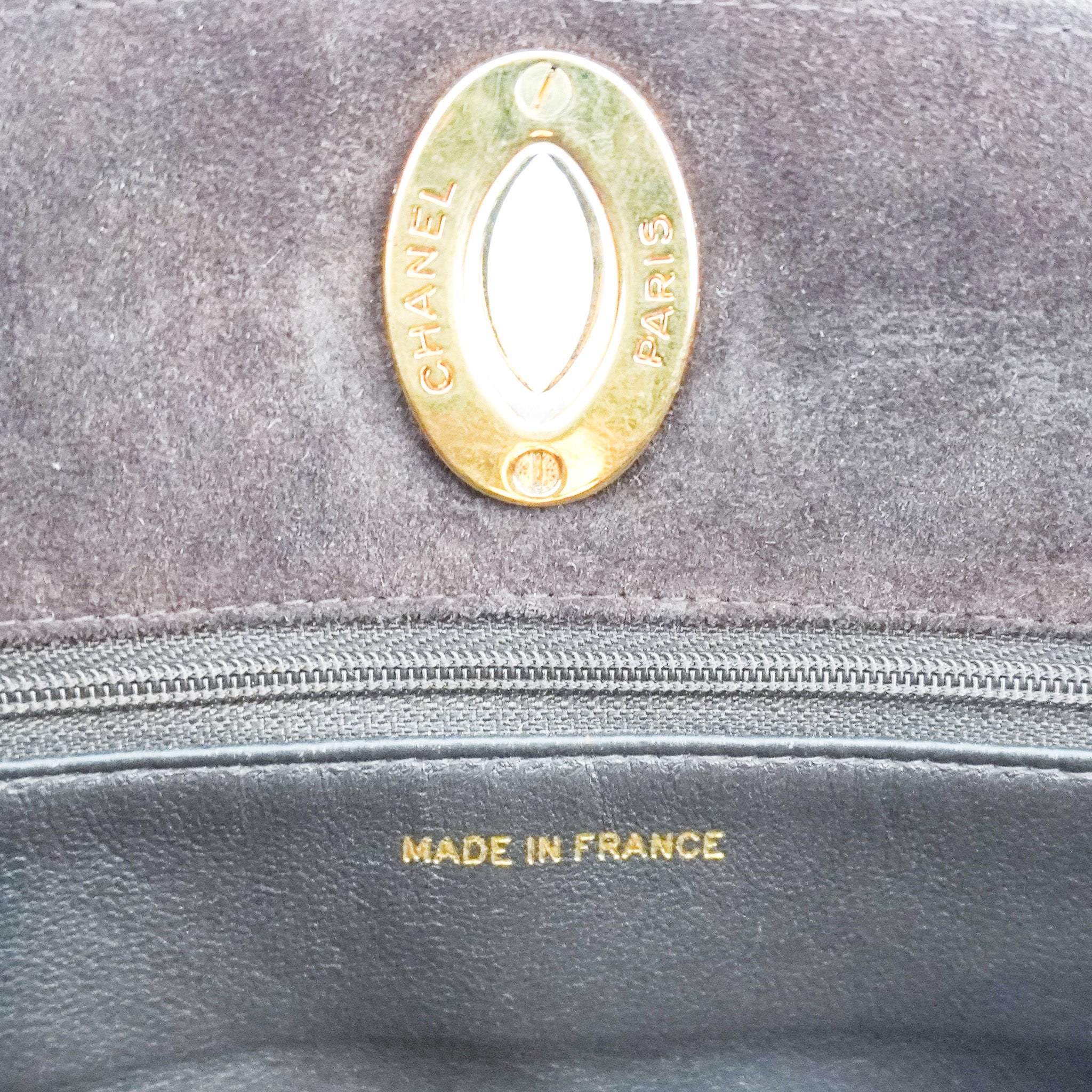 Chanel Vintage Brown Quilted Suede CC Tote Bag | Authentic Preloved