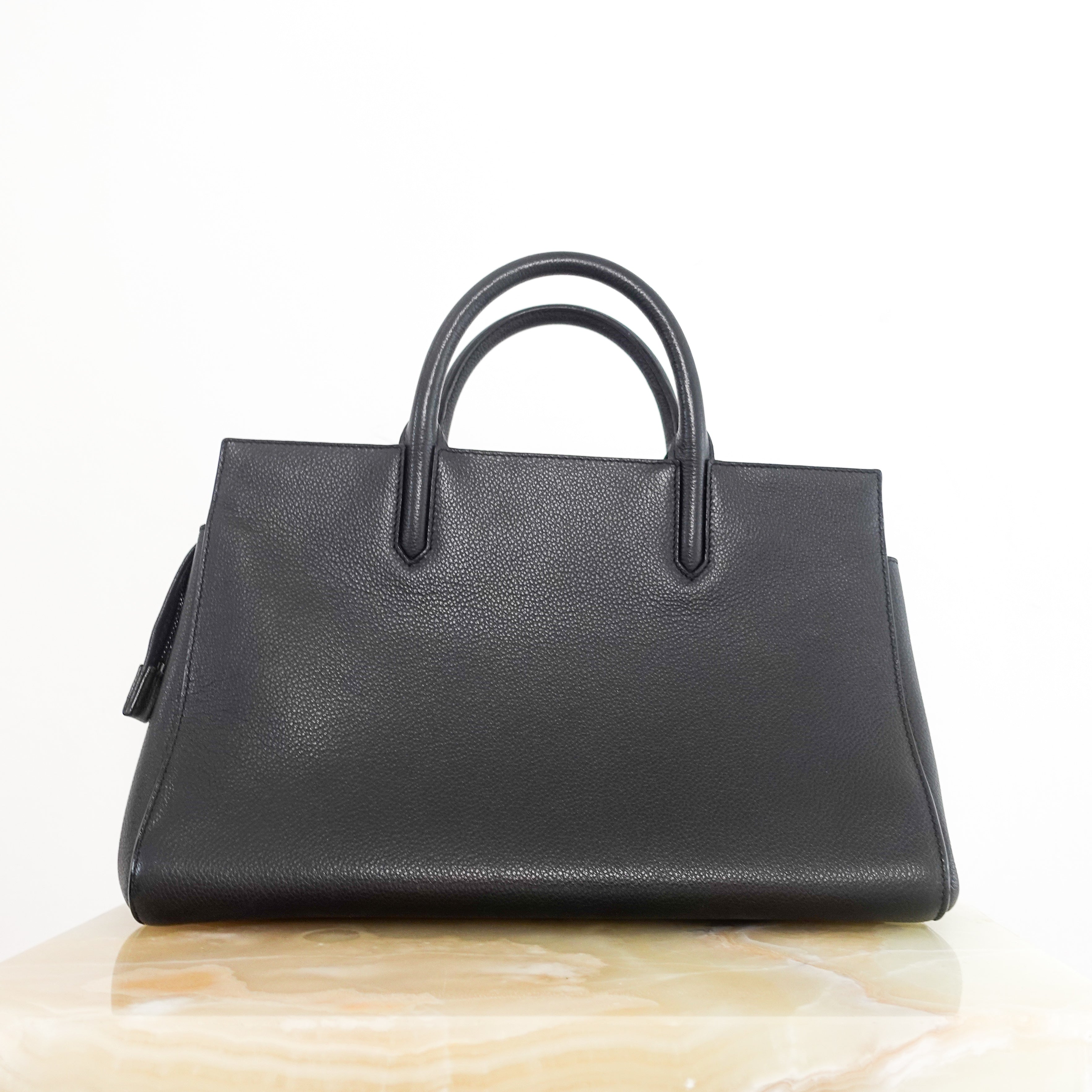 black leather tote with crossbody strap RRP £1800