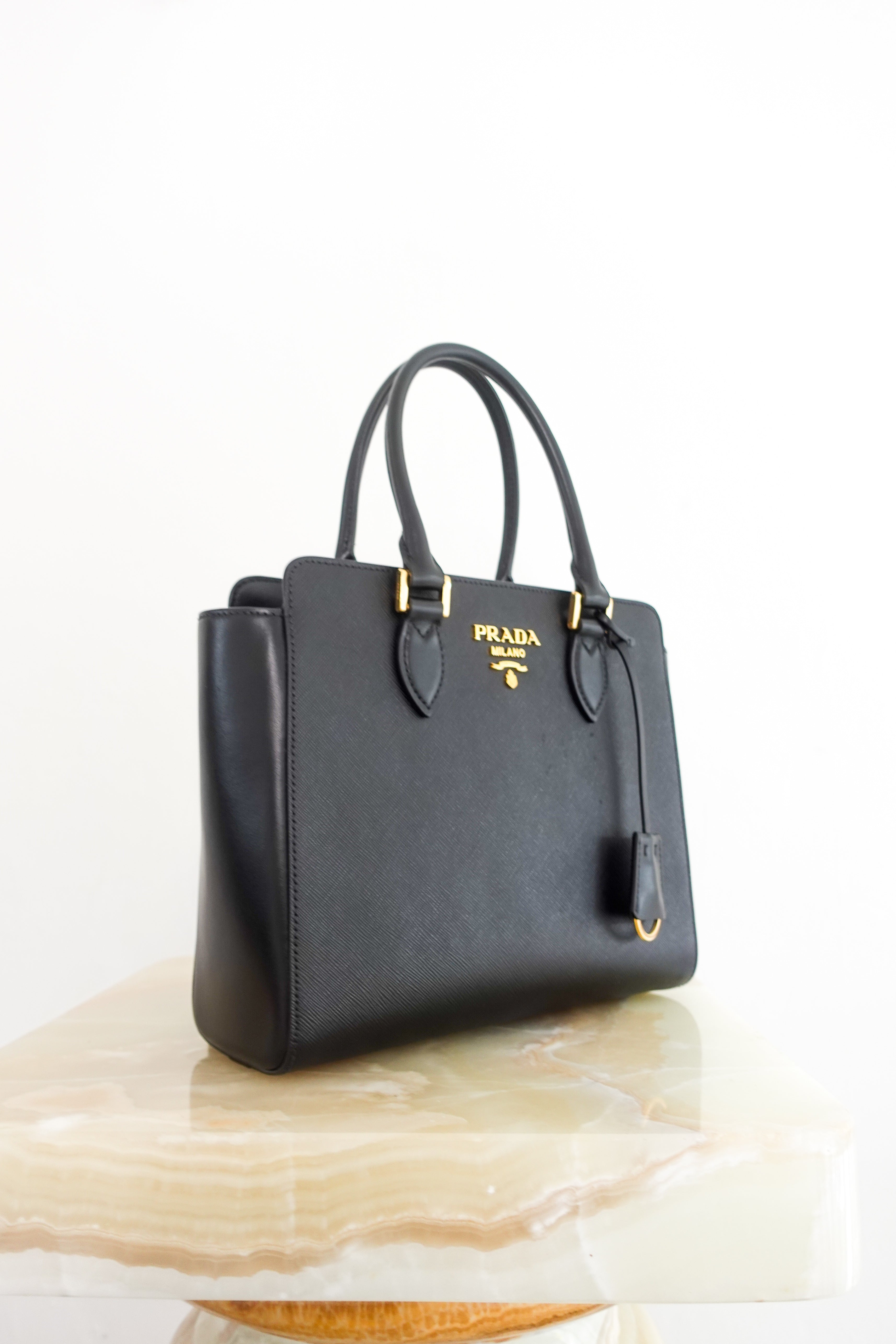 black galleria tote with crossbody strap