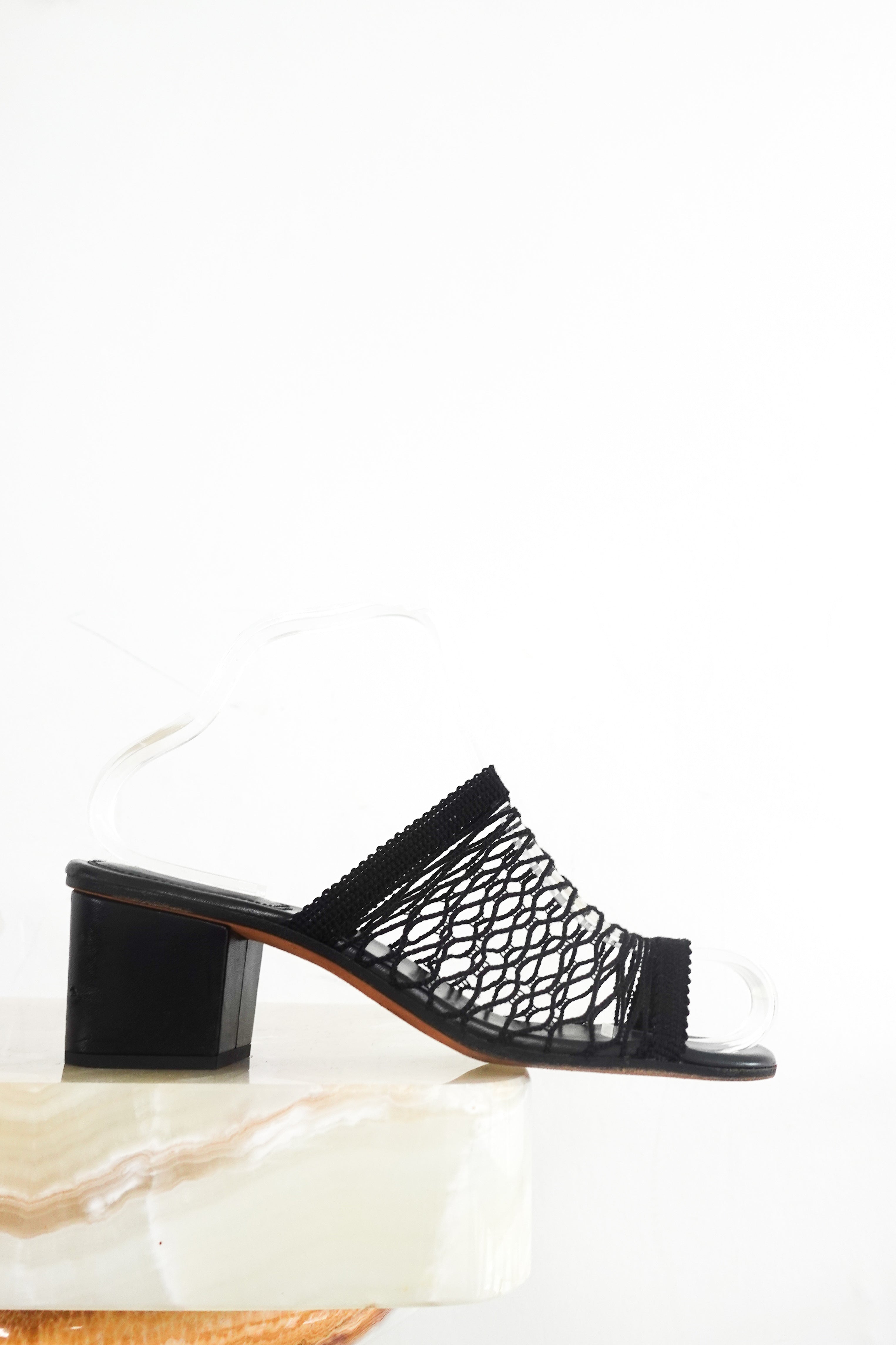 Black mesh mules RRP £770