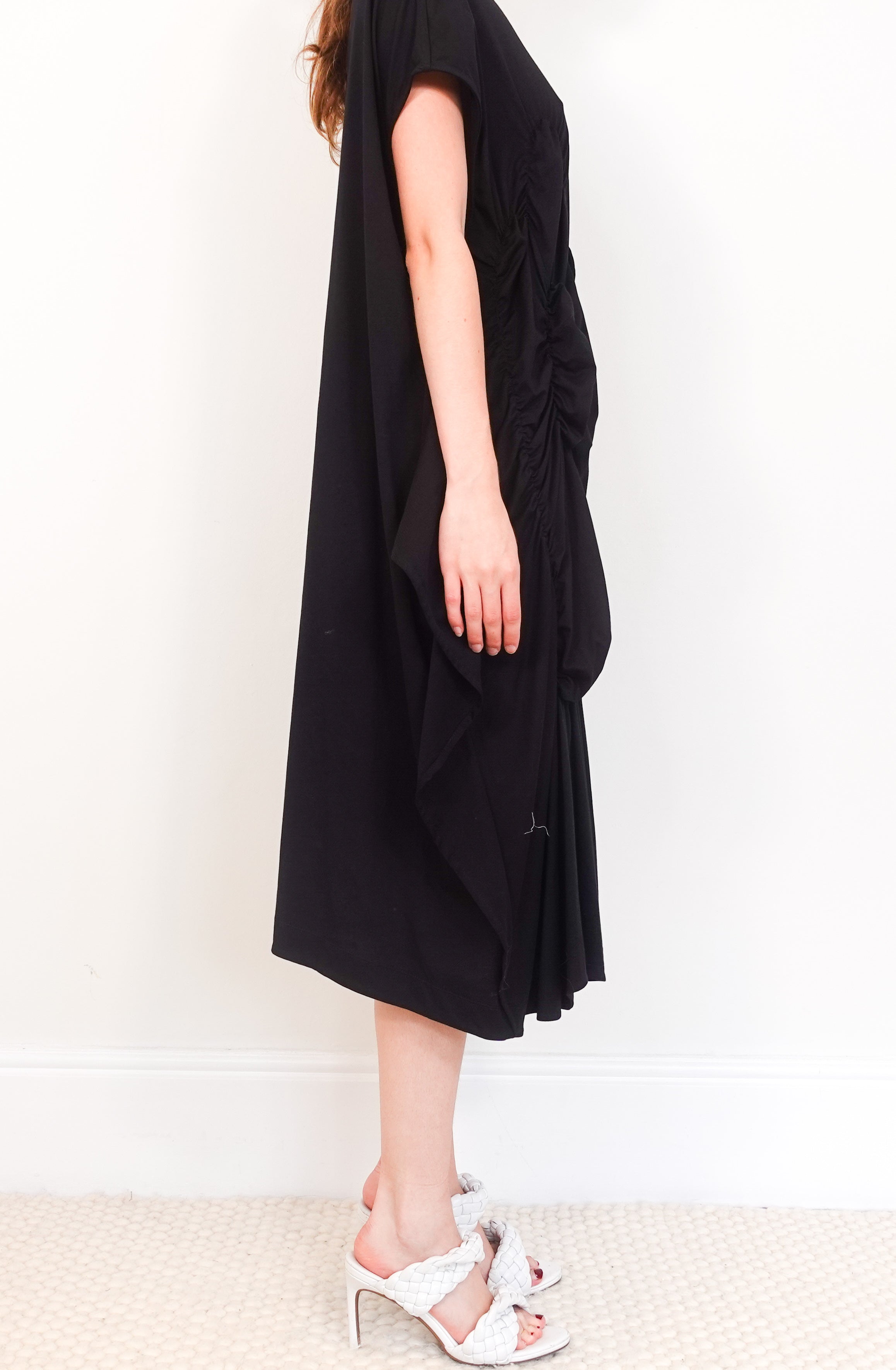 Black ruched midi dress RRP £800