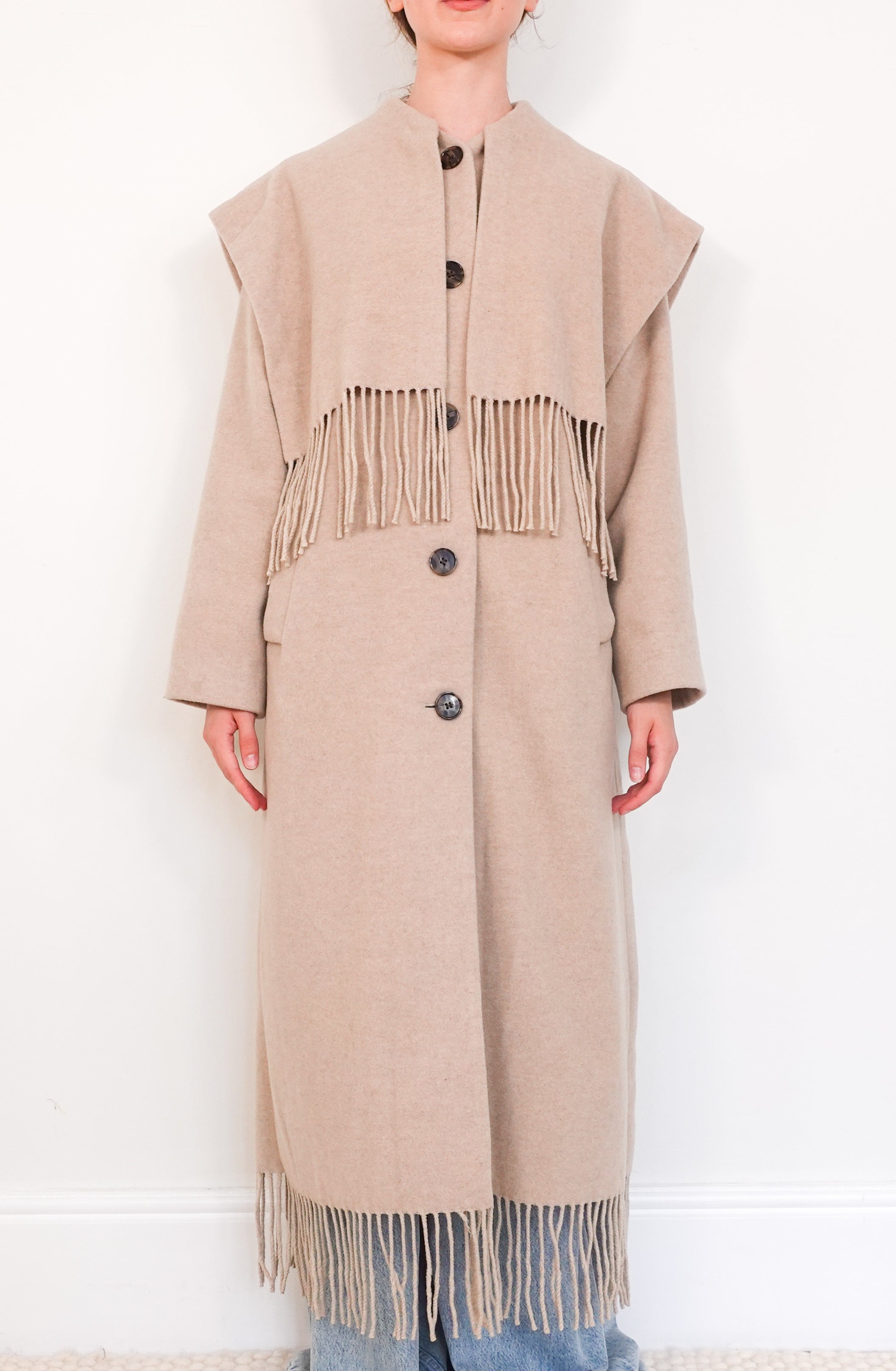 Maisha Fringe trim scarf coat RRP £790