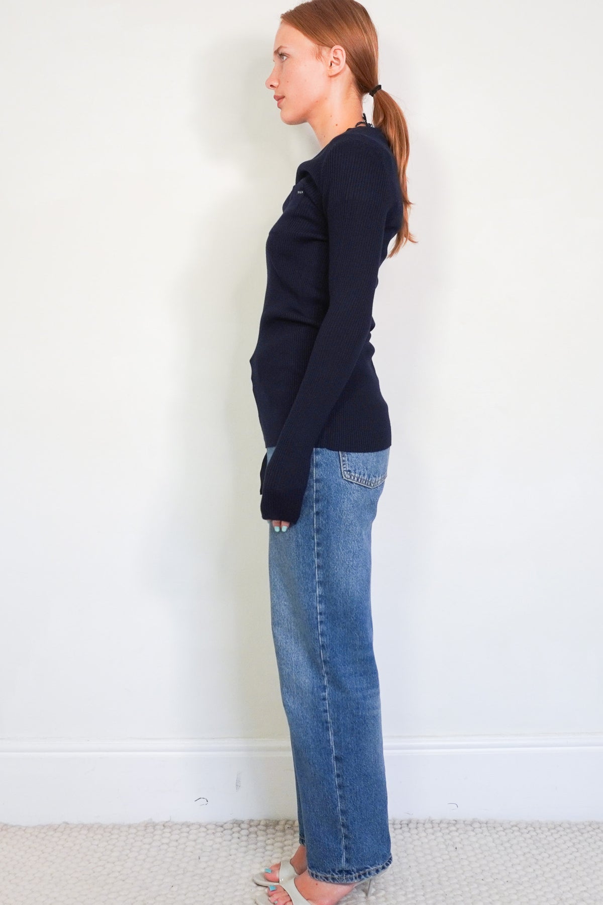 Prada Navy Ribbed Knit Wool Sweater (RRP £1250) | Authentic Preloved
