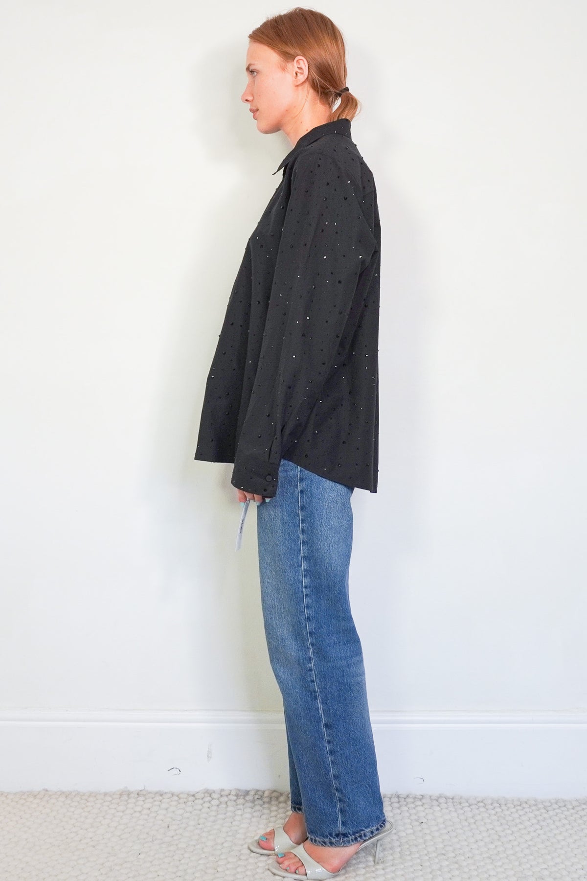L'Agence Studded Black Shirt (RRP £370) | Authentic Preloved