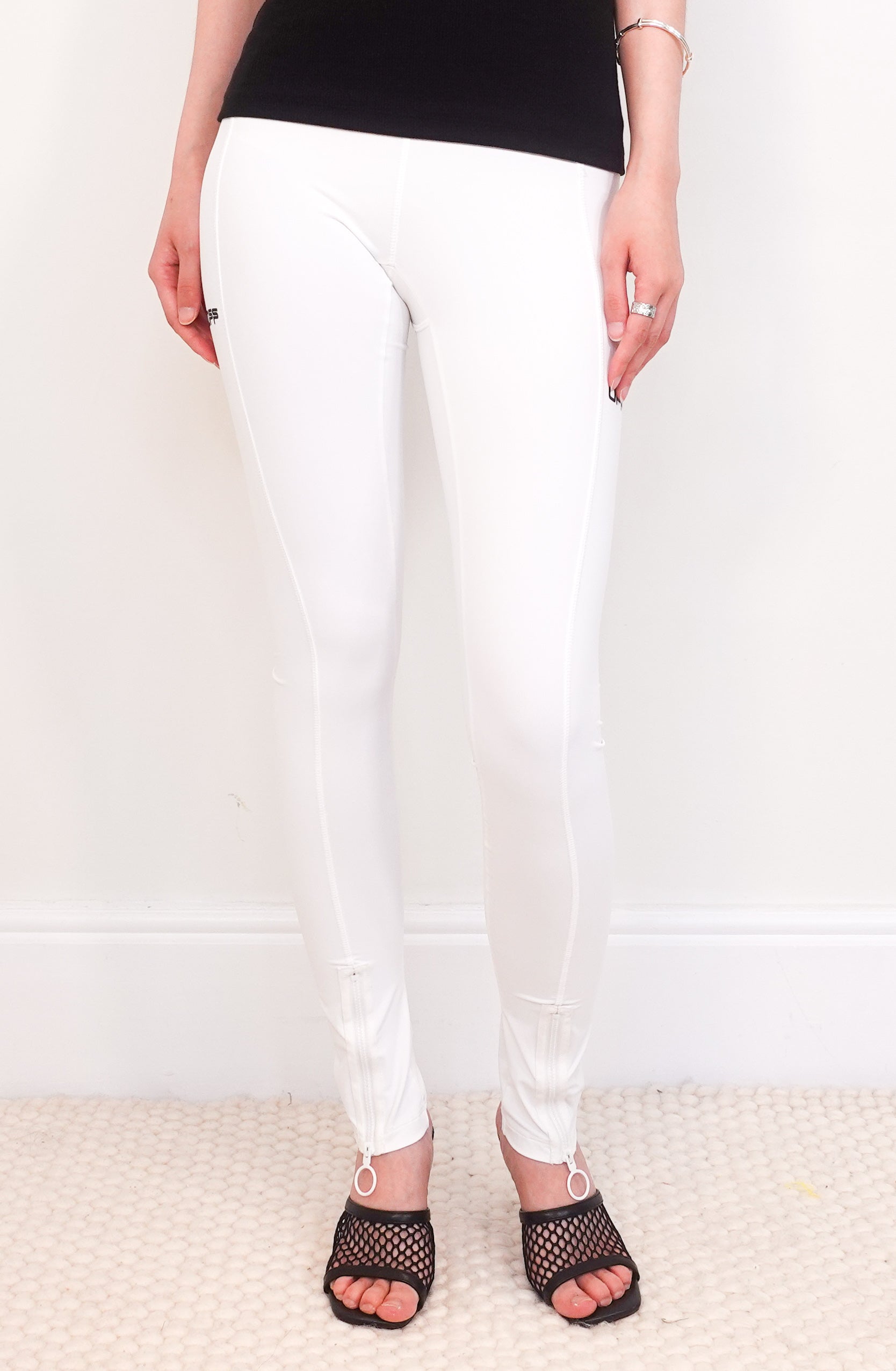 White logo leggings with ankle zip RRP £500