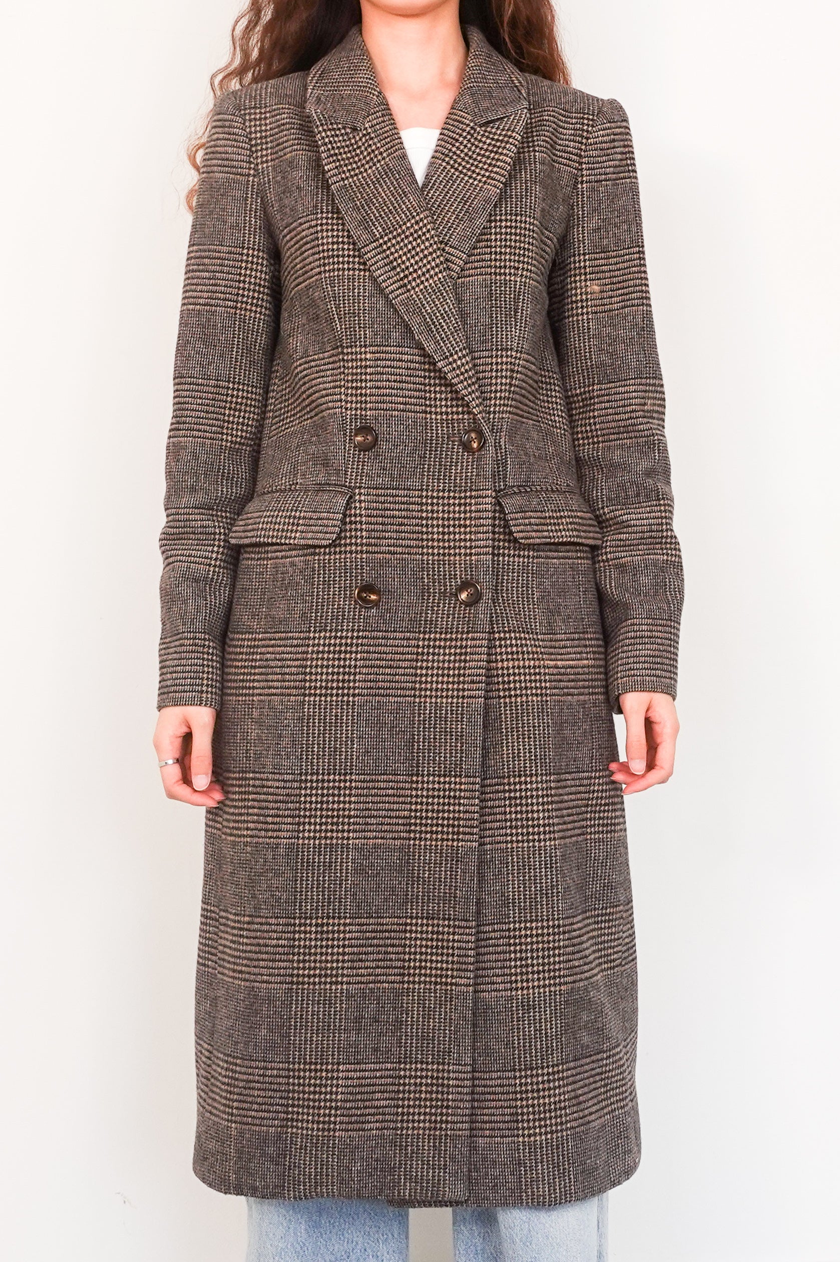 Tweed long line wool coat RRP £428