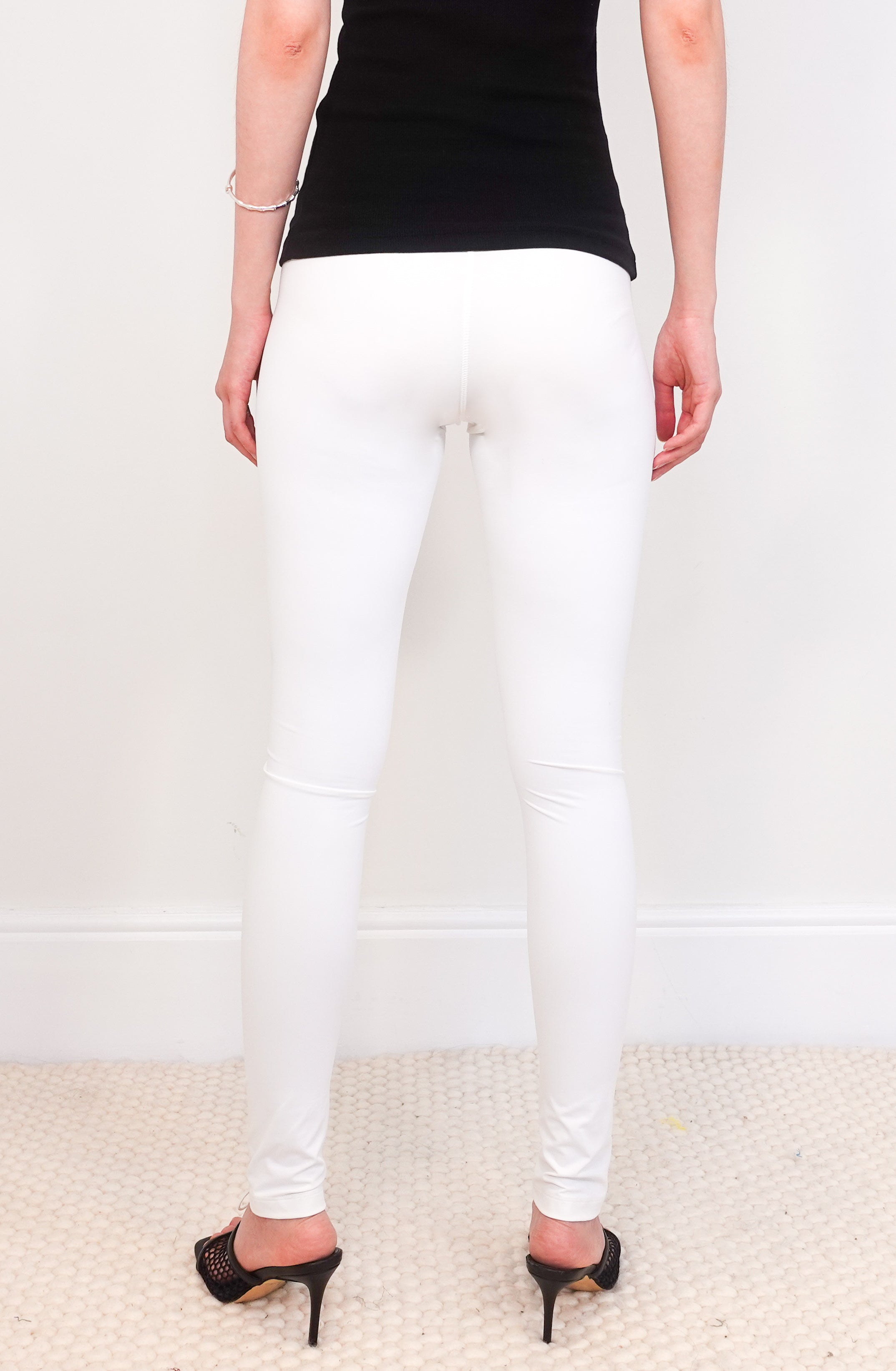 White logo leggings with ankle zip RRP £500