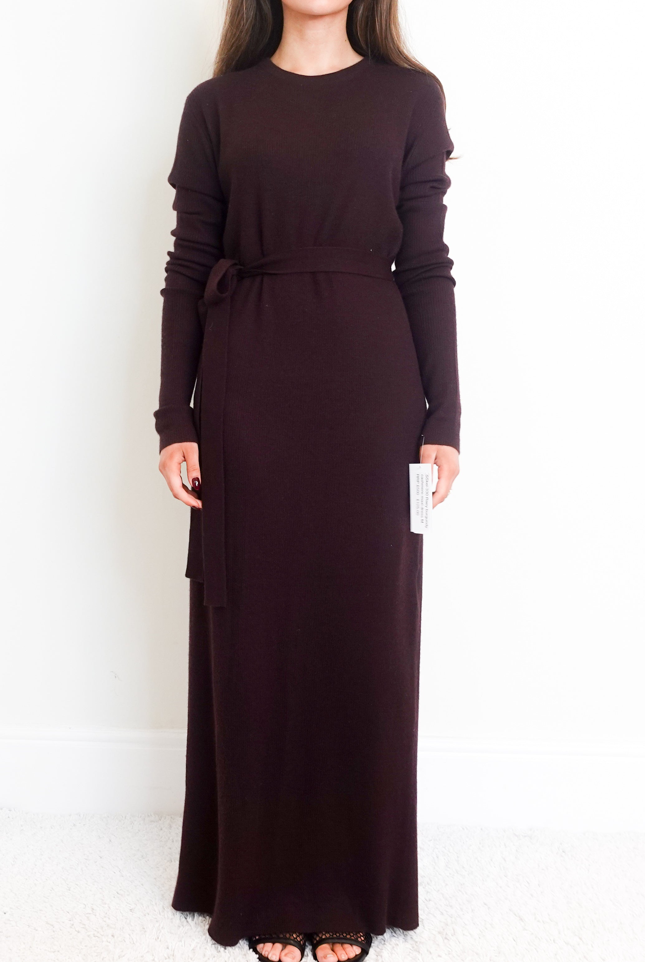 Burgundy cashmere maxi dress RRP £500