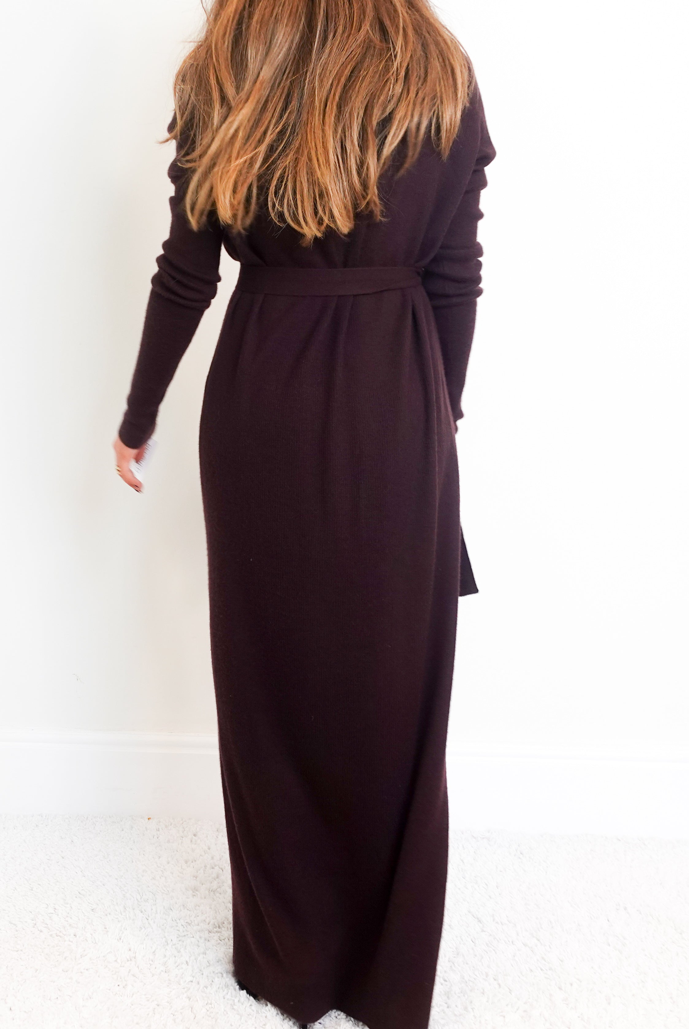 Burgundy cashmere maxi dress RRP £500