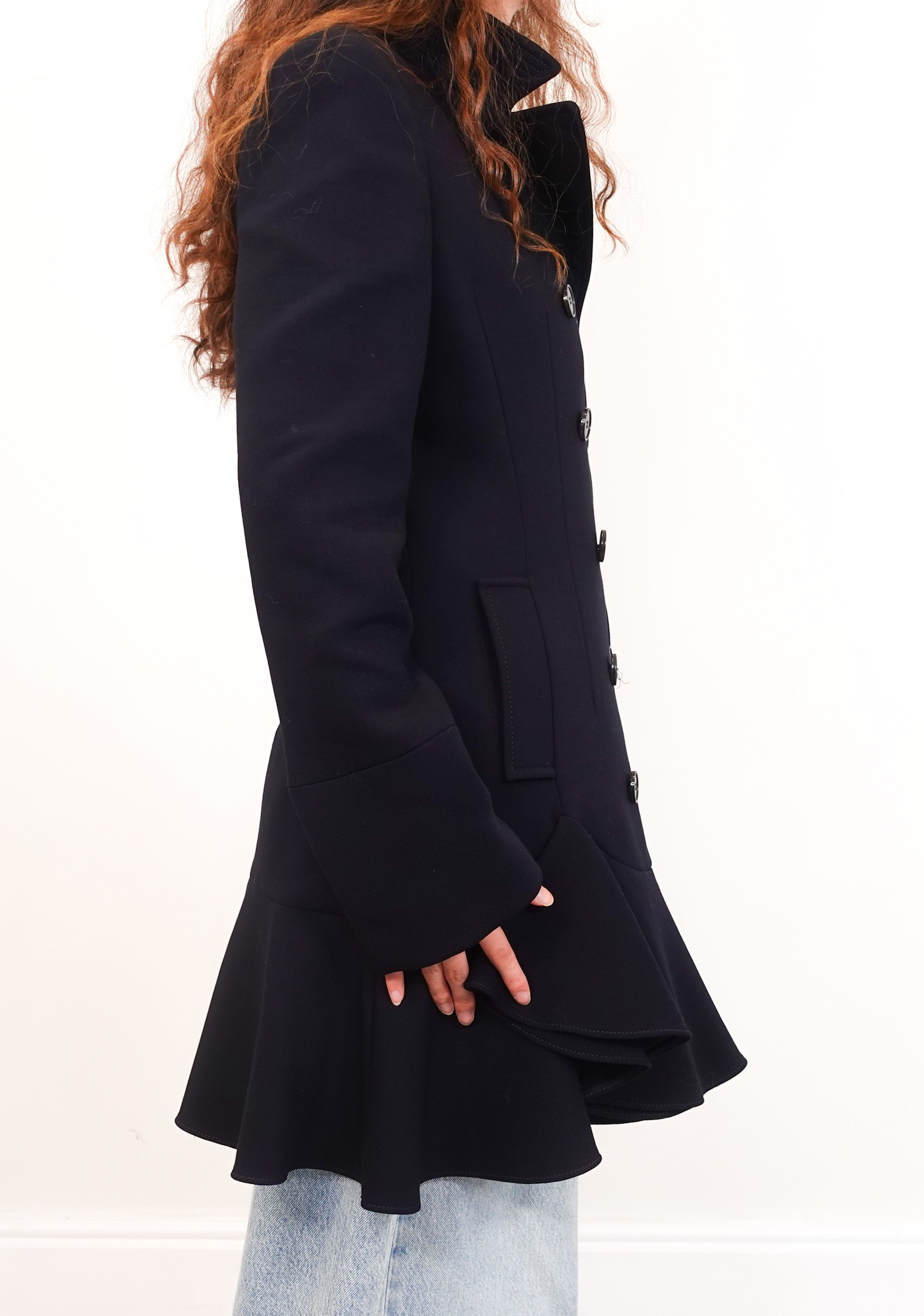 Navy peplum coat RRP £2k