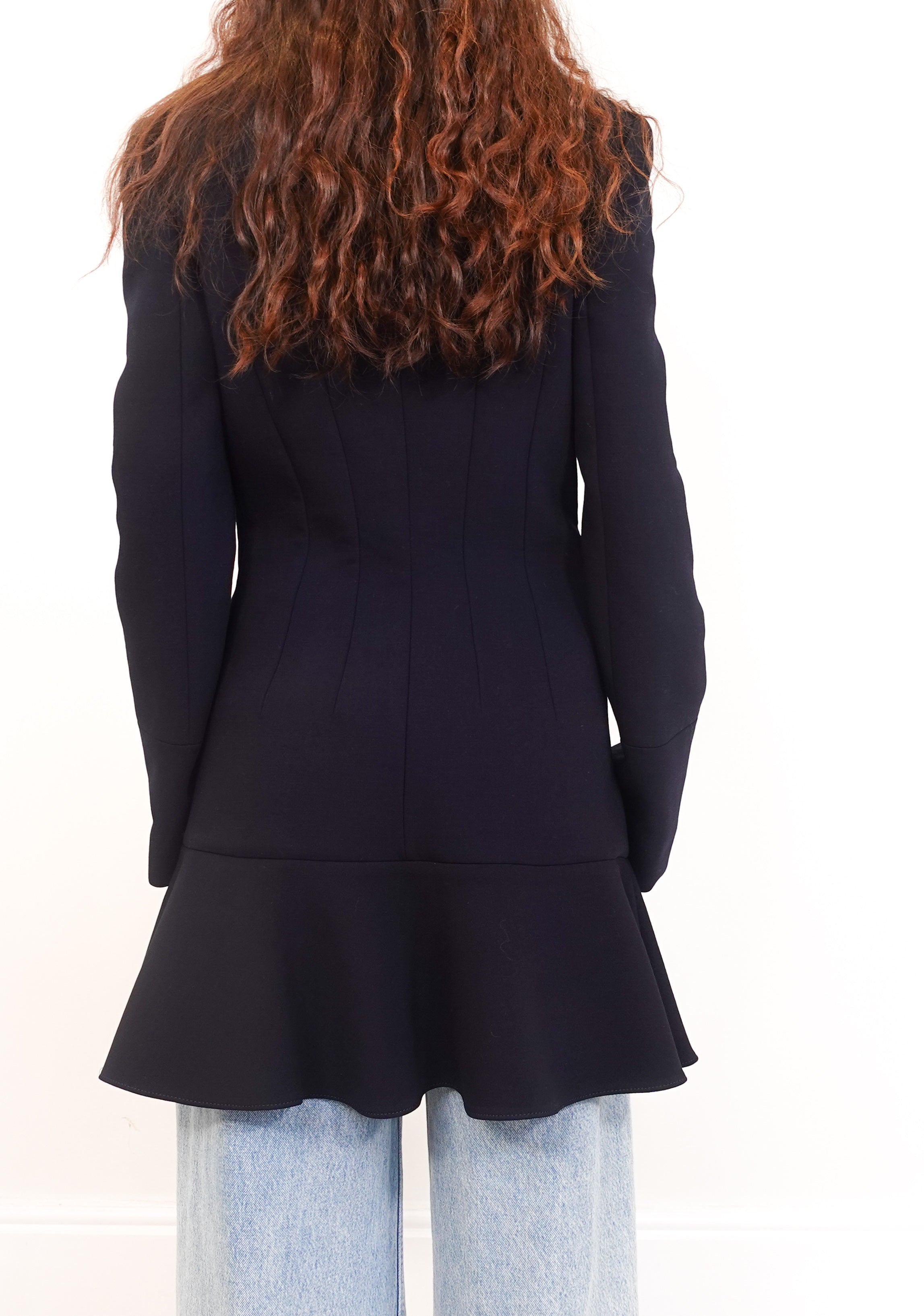 Navy peplum coat RRP £2k