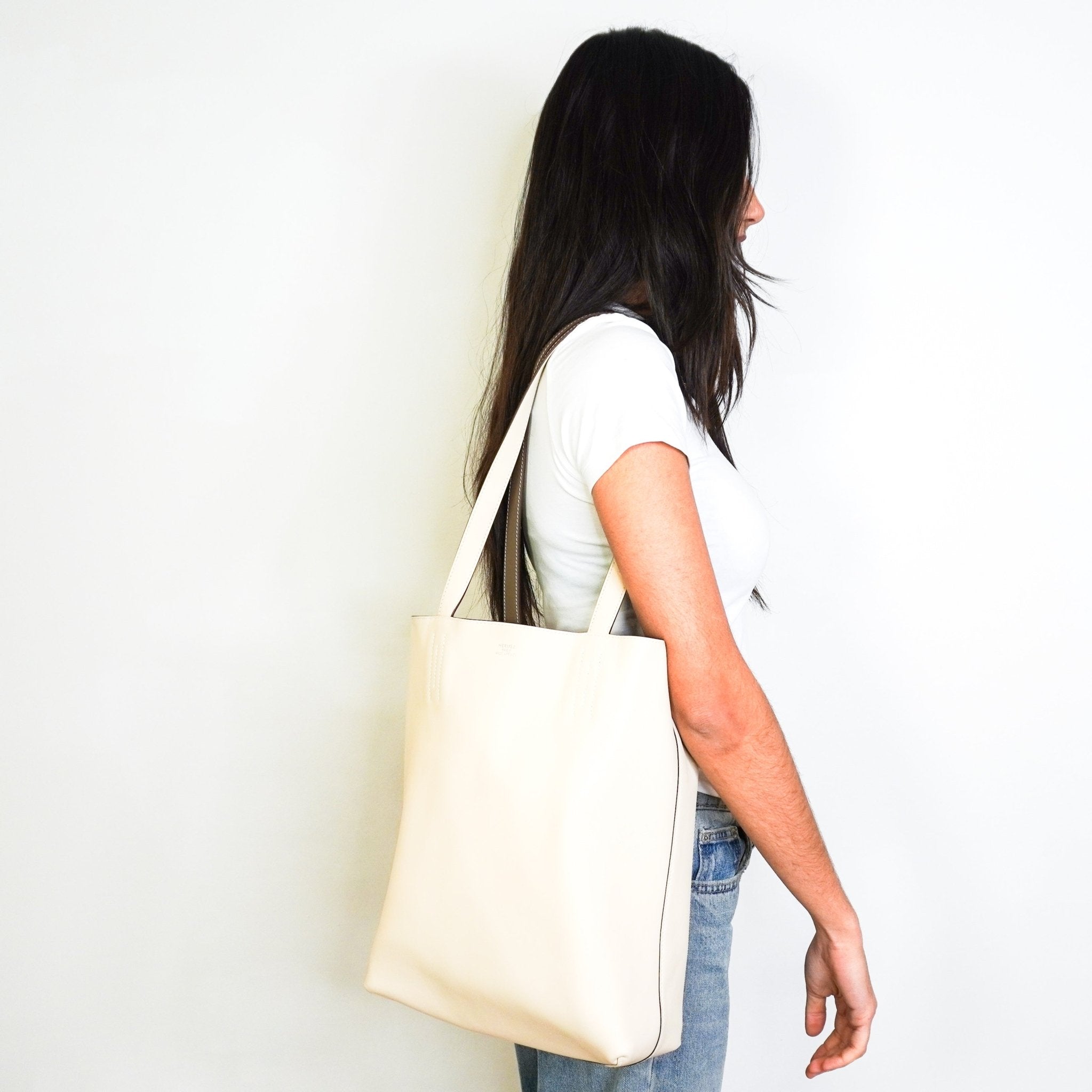 Hermes Double Sens 35 Bicolour Reversible Tote in Etoupe & Craie RRP £3850 | Authentic Preloved - Reloved Again