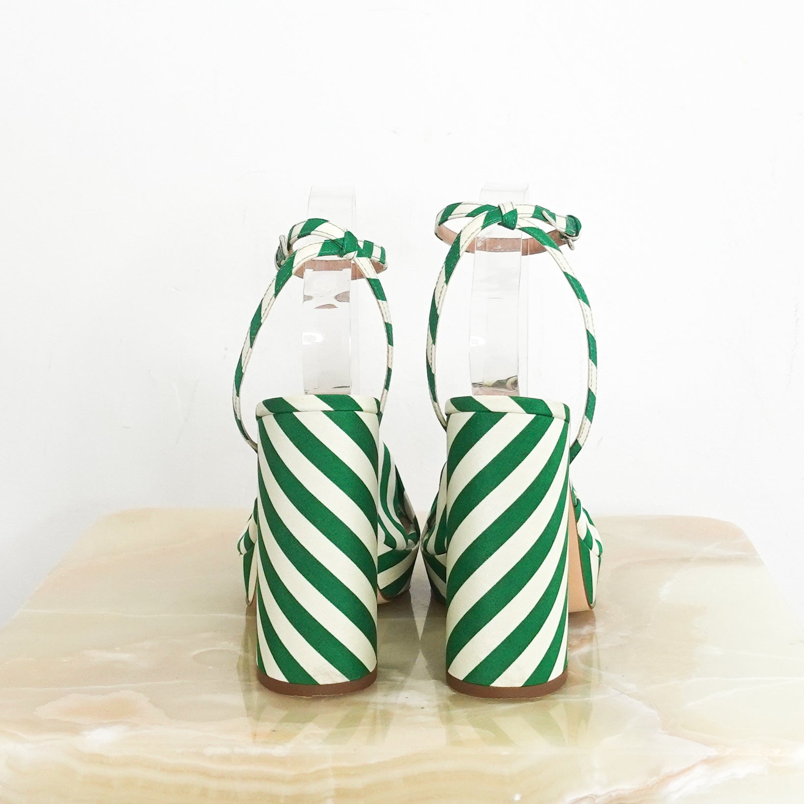 Green Amanda striped platforms RRP £320