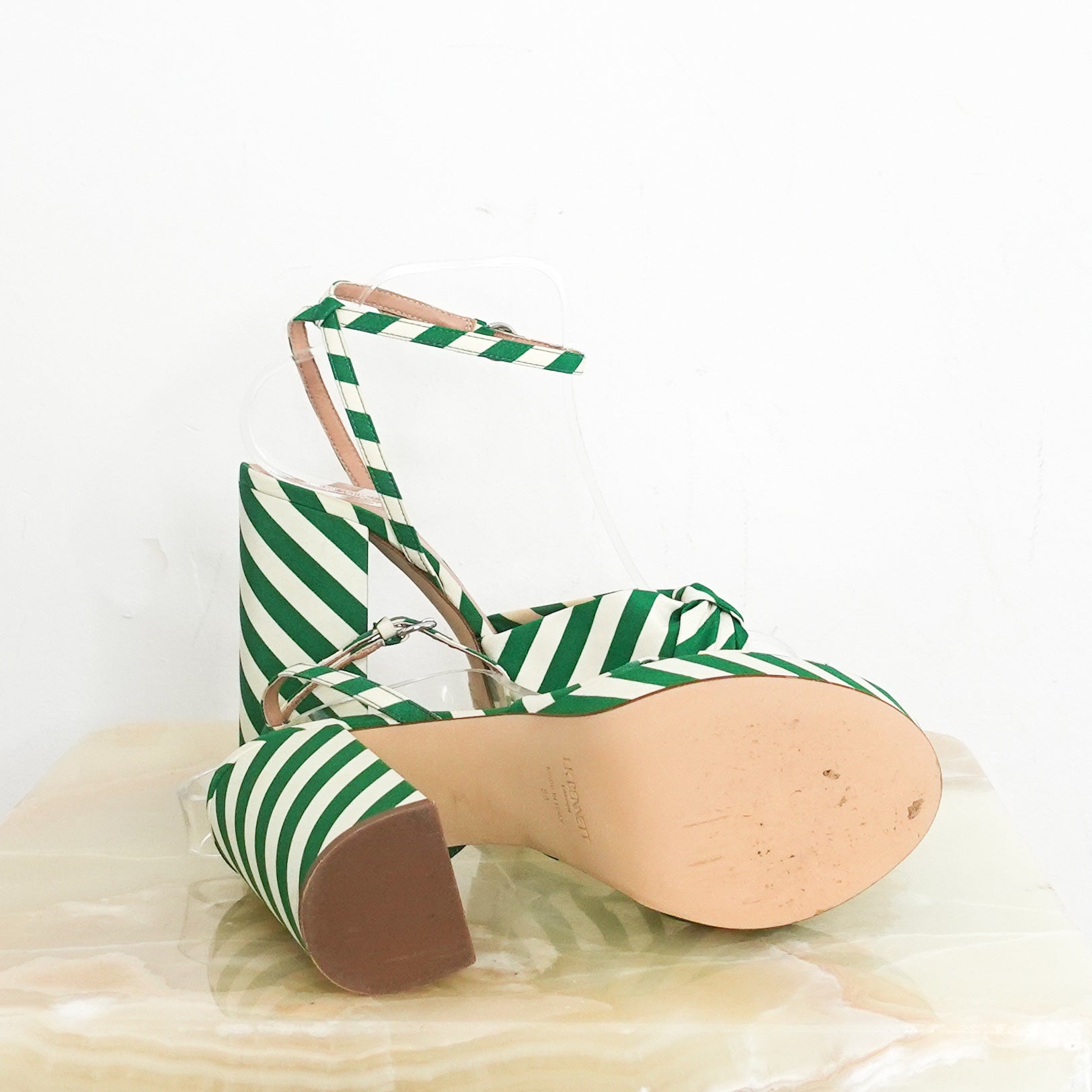 Green Amanda striped platforms RRP £320