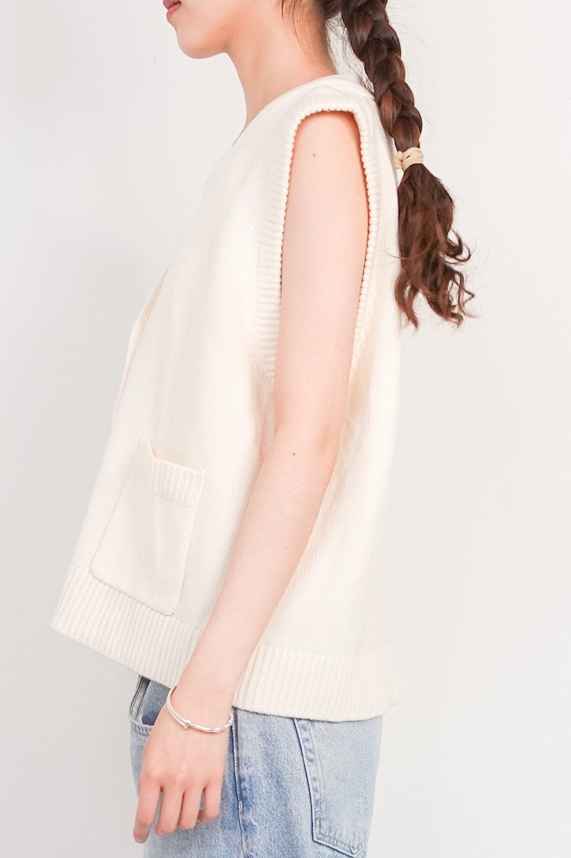 Cream Cable Knit Sleeveless Sweater RRP £225