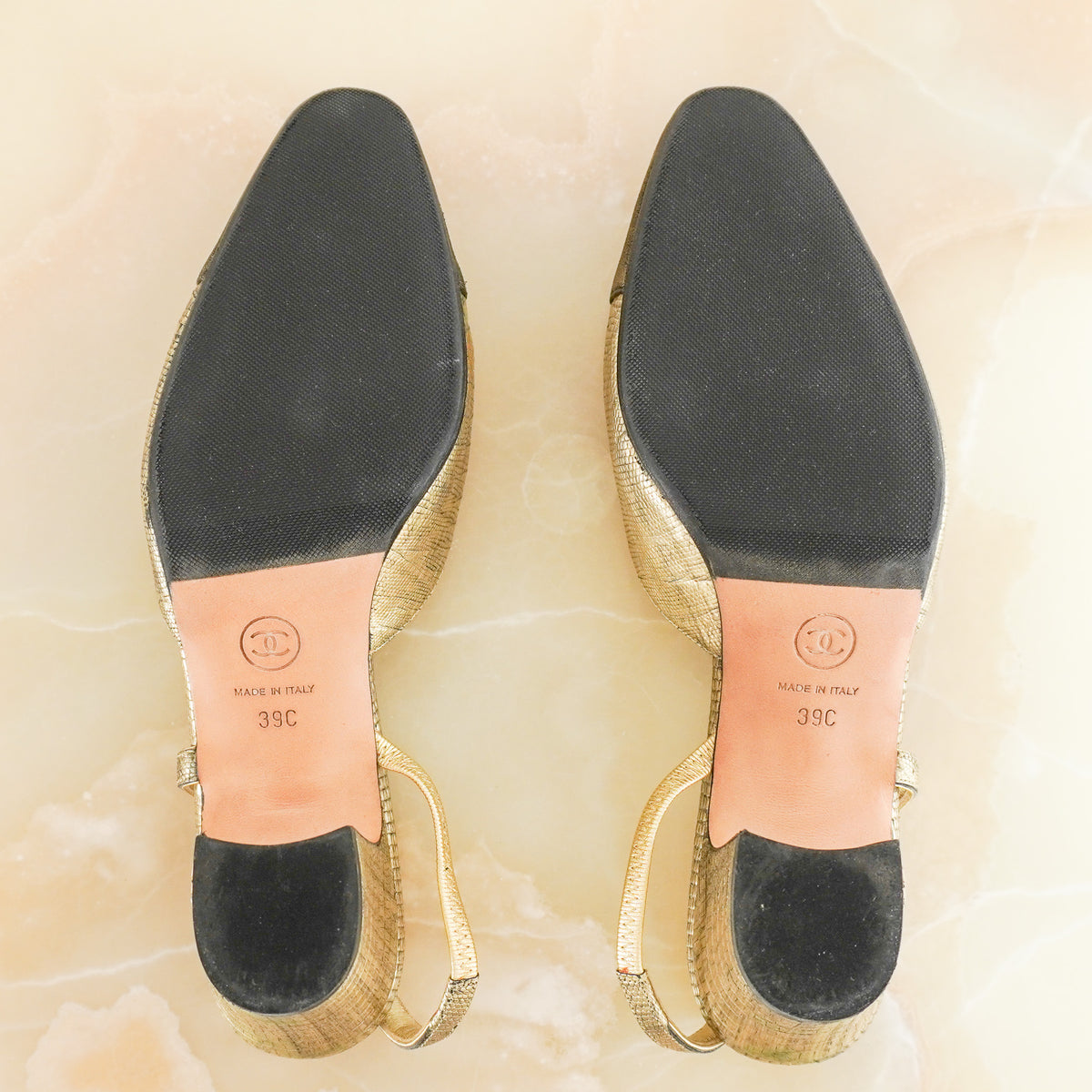 Chanel Gold Slingbacks EU 39 (RRP £1000) | Authentic Preloved