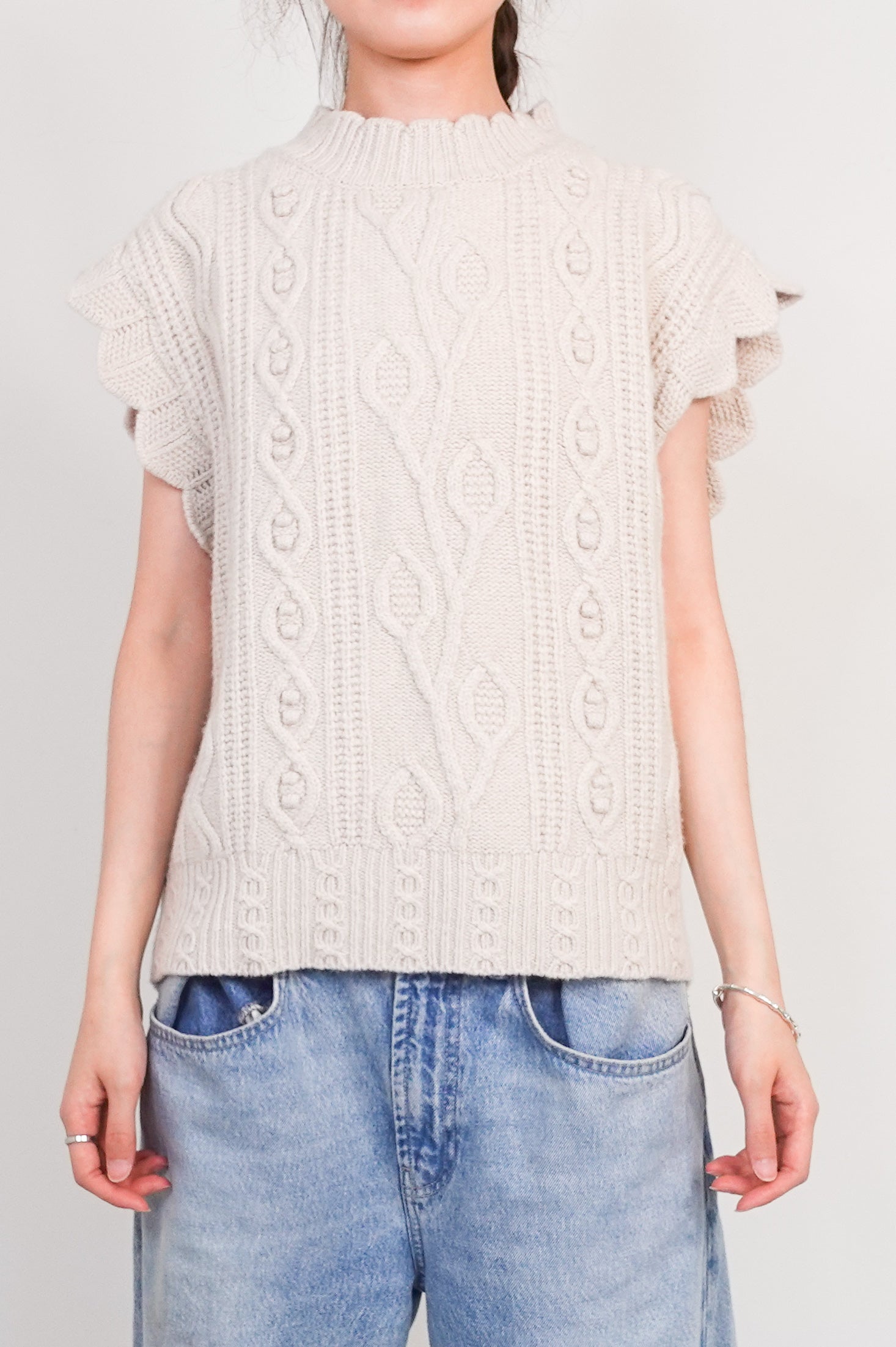 Cream Cable Knit Sleeveless Sweater RRP £225