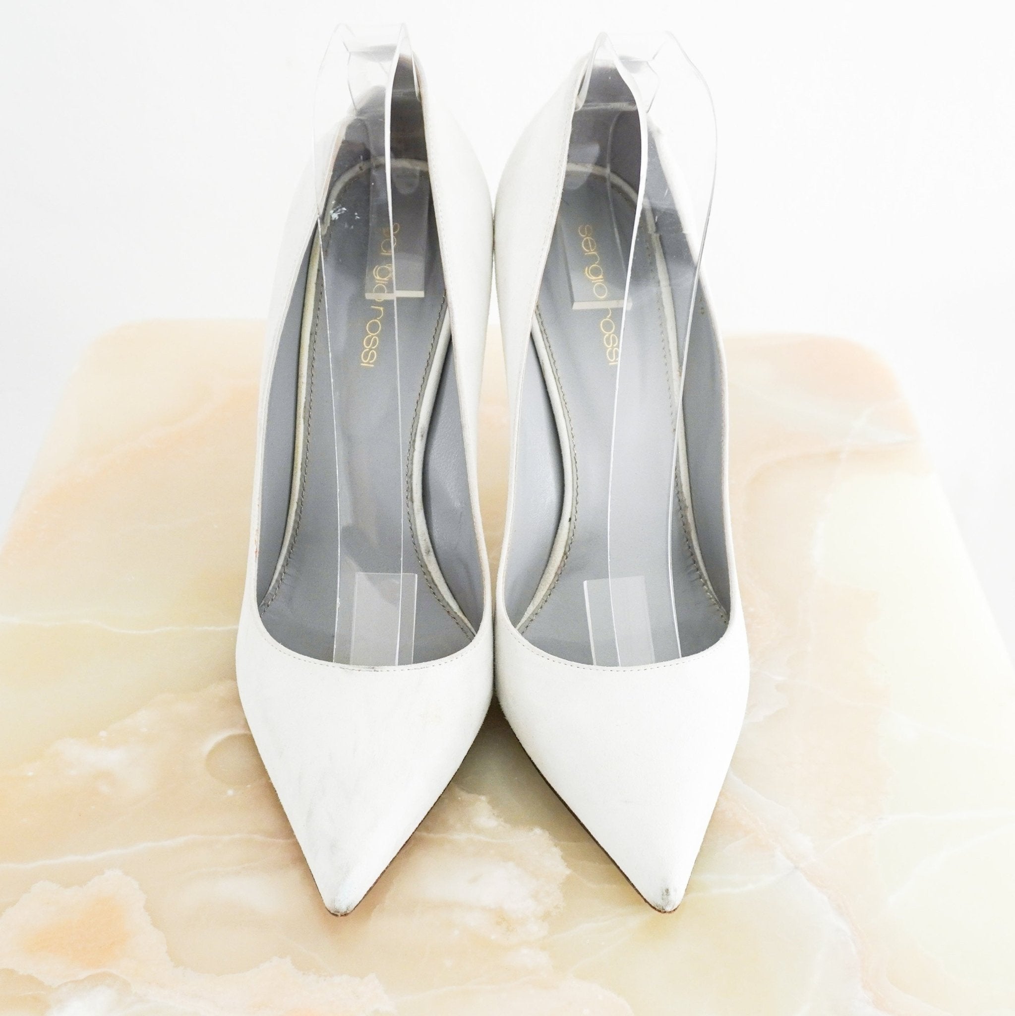 Sergio Rossi Ivory Suede Stiletto Pumps RRP £500 | Authentic Preloved - Reloved Again