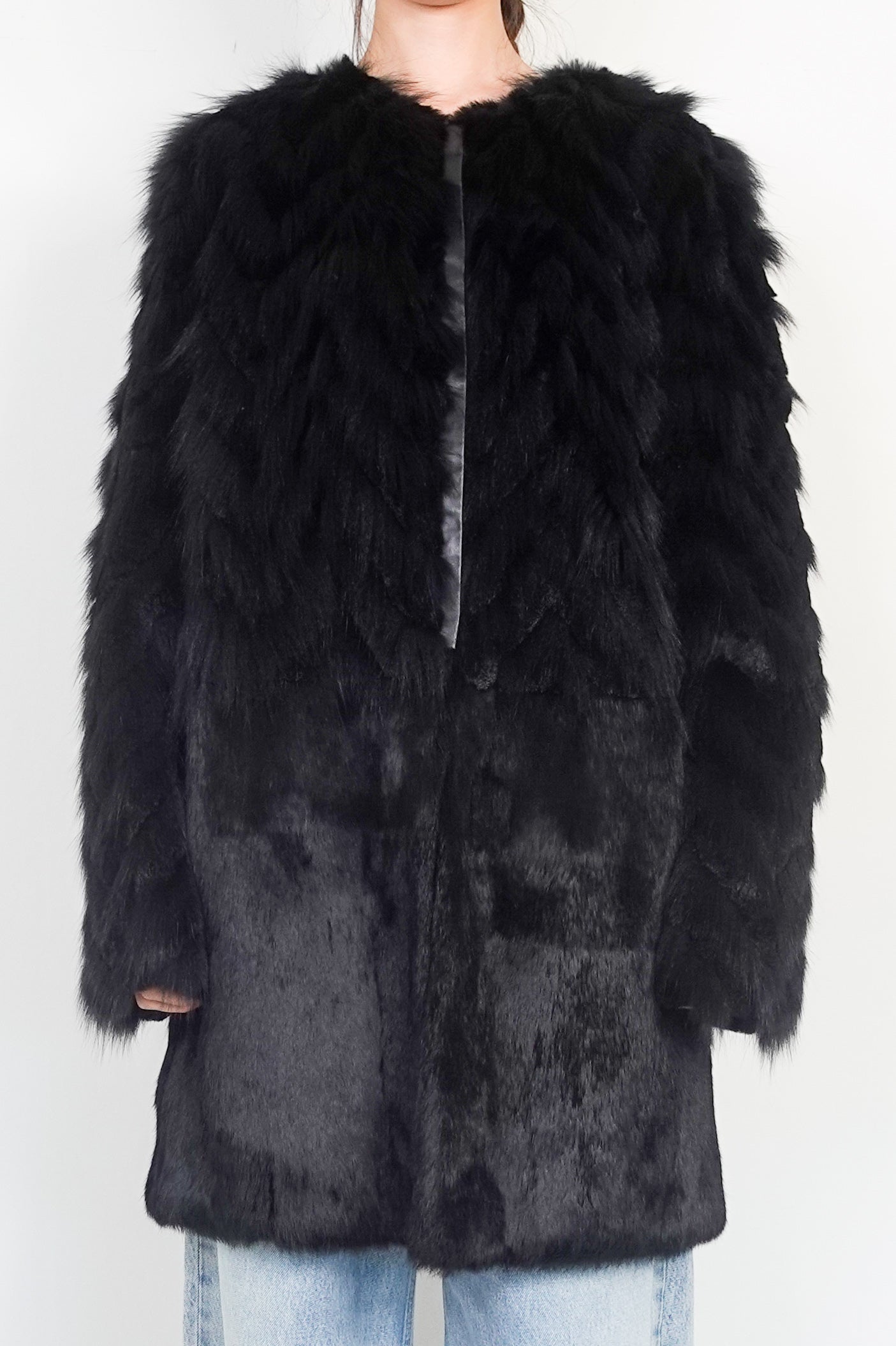 Black rabbit new fur Coat RRP £800