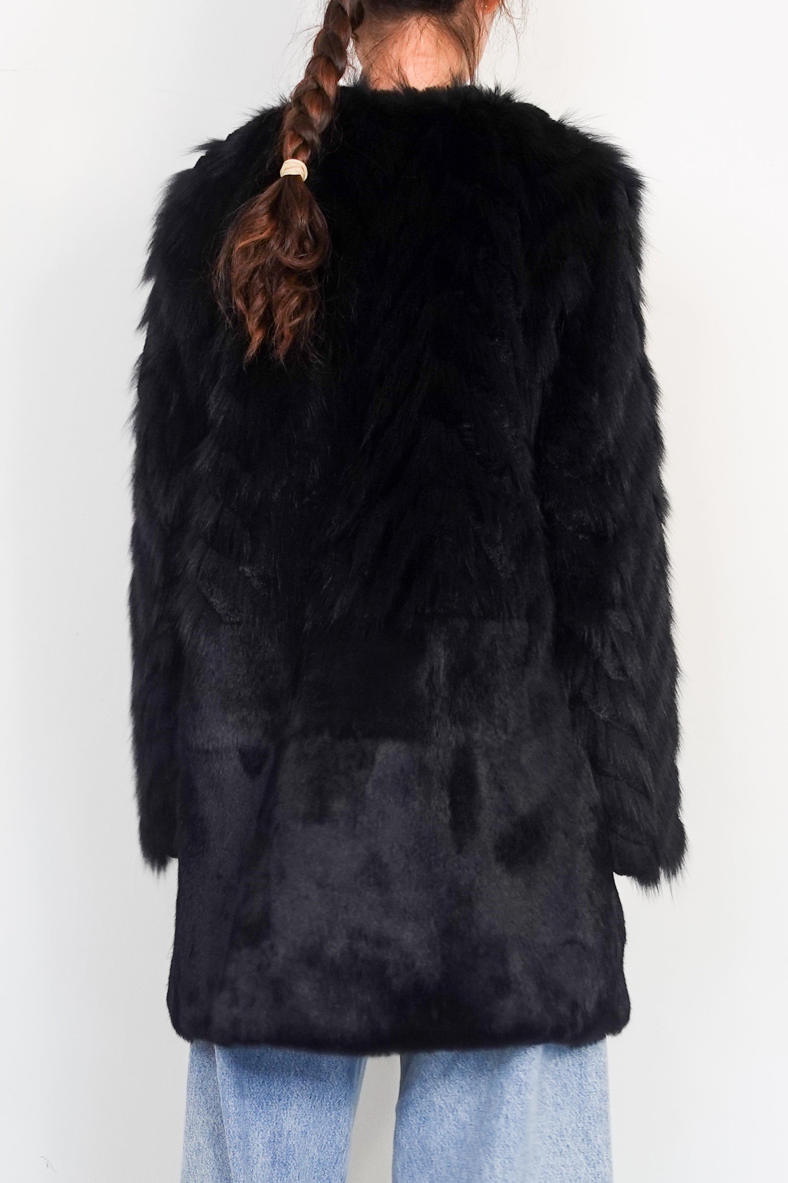 Black rabbit new fur Coat RRP £800