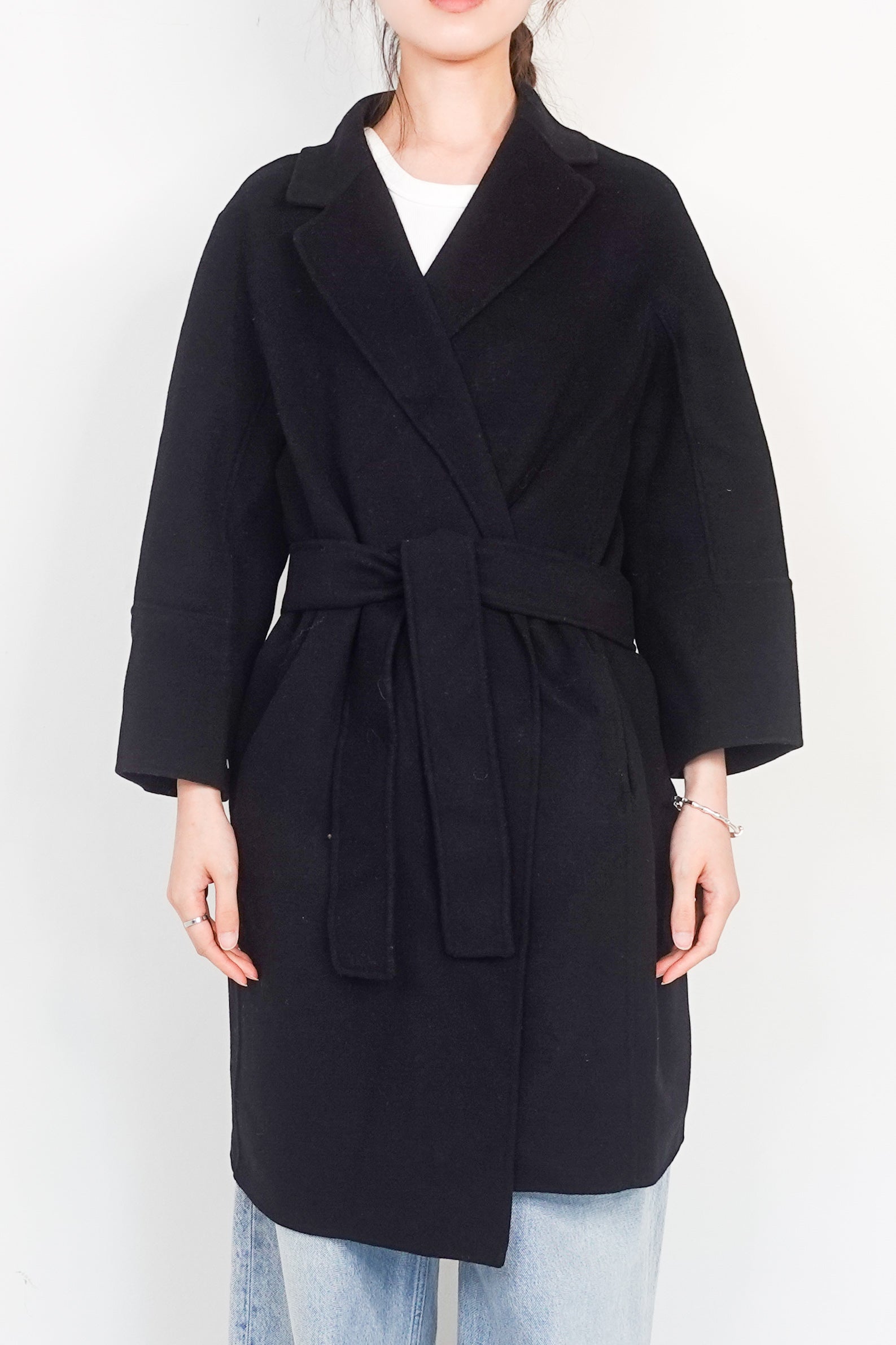 Black Wool Midi Coat