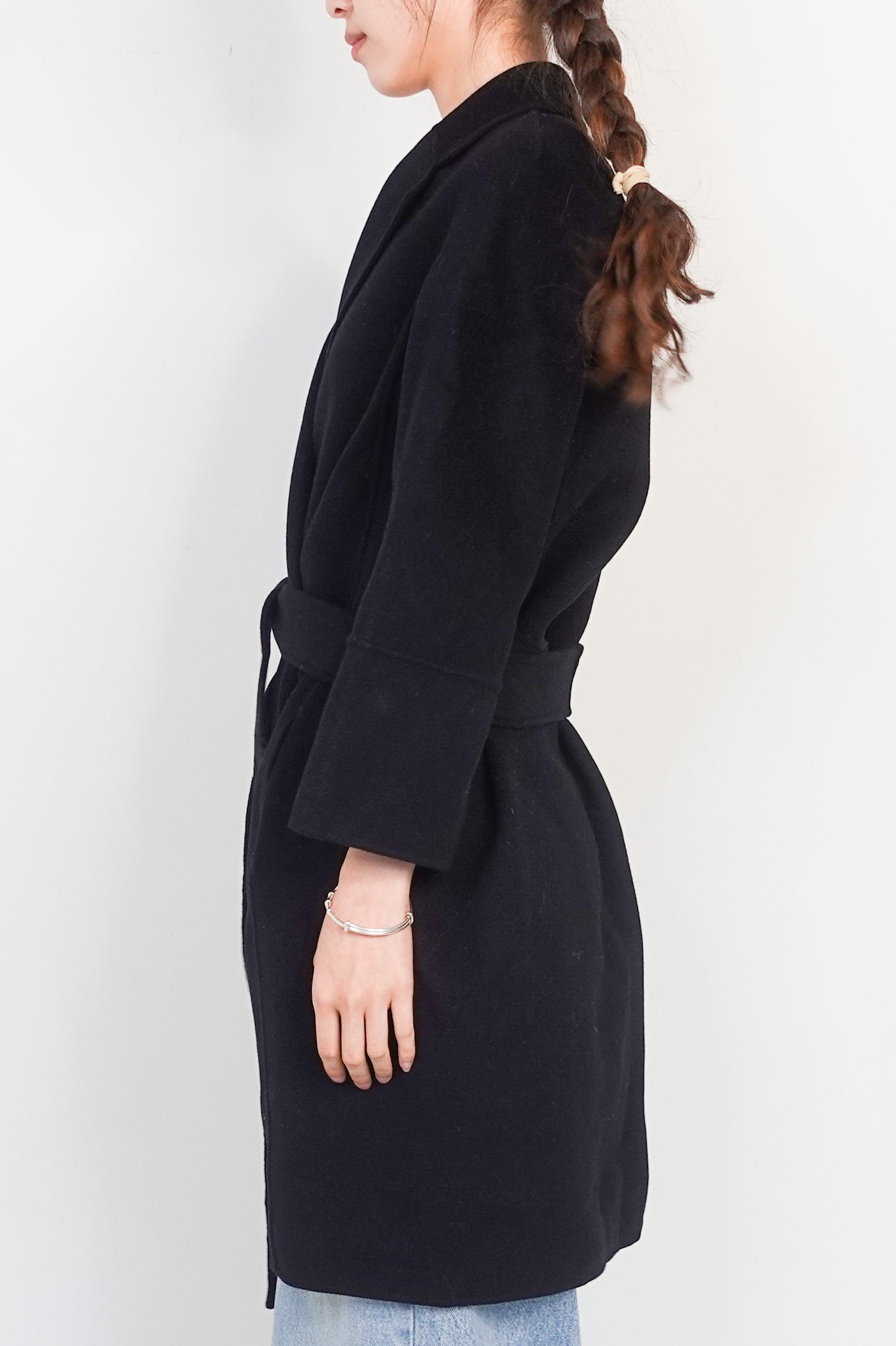 Black Wool Midi Coat