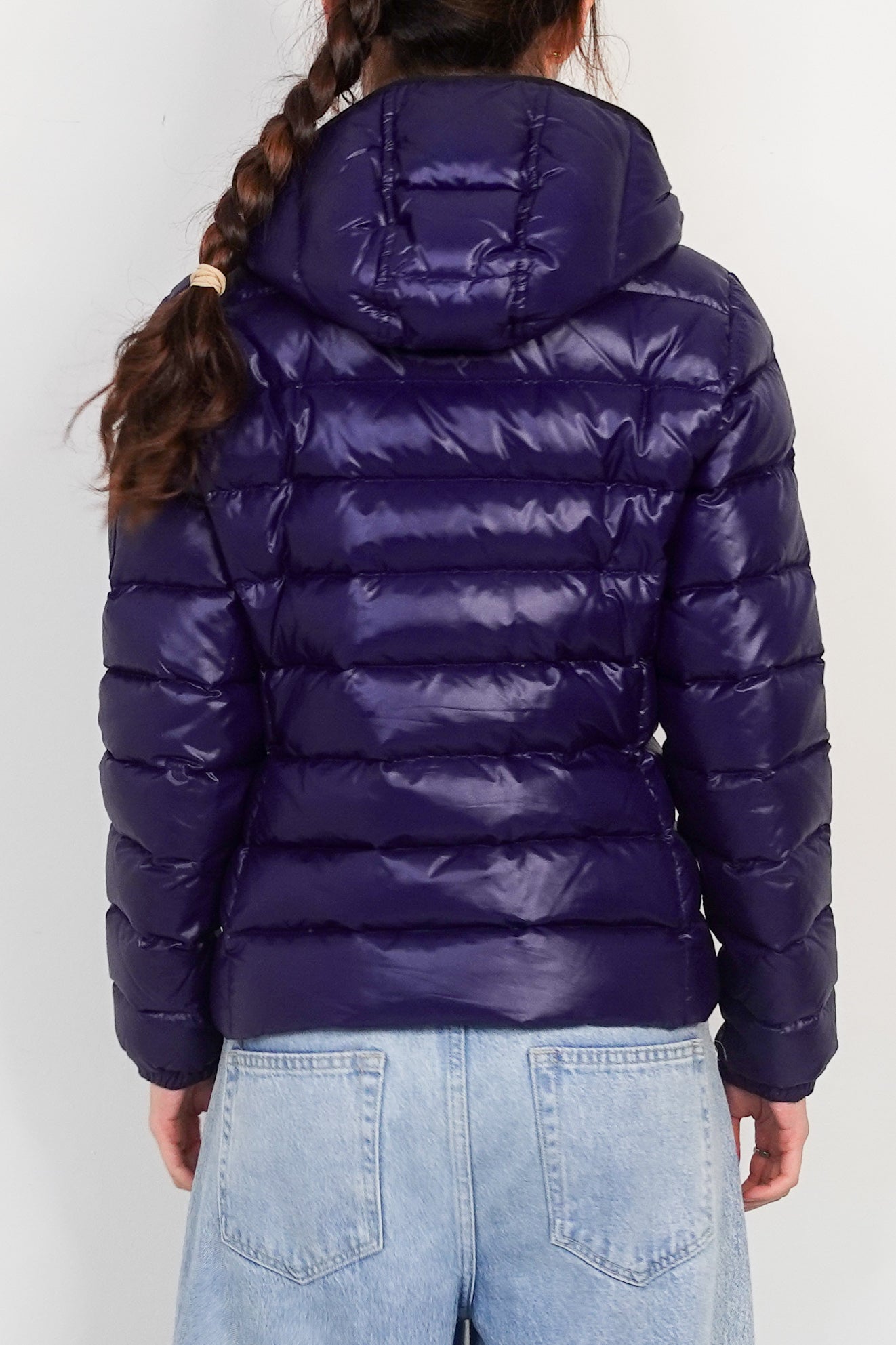 quilted padded coat in navy RRP £1500