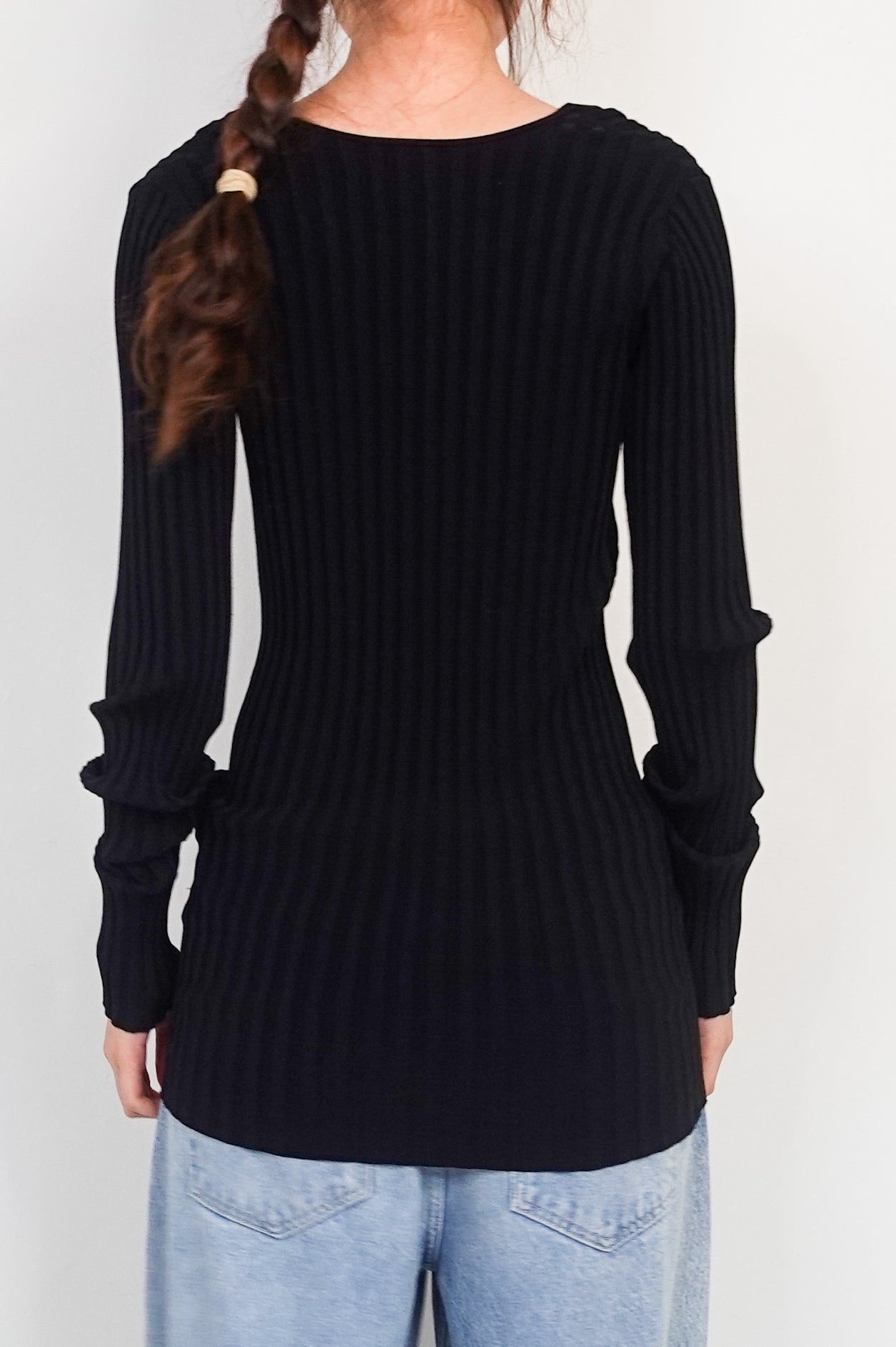 Black long sleeve ribbed top