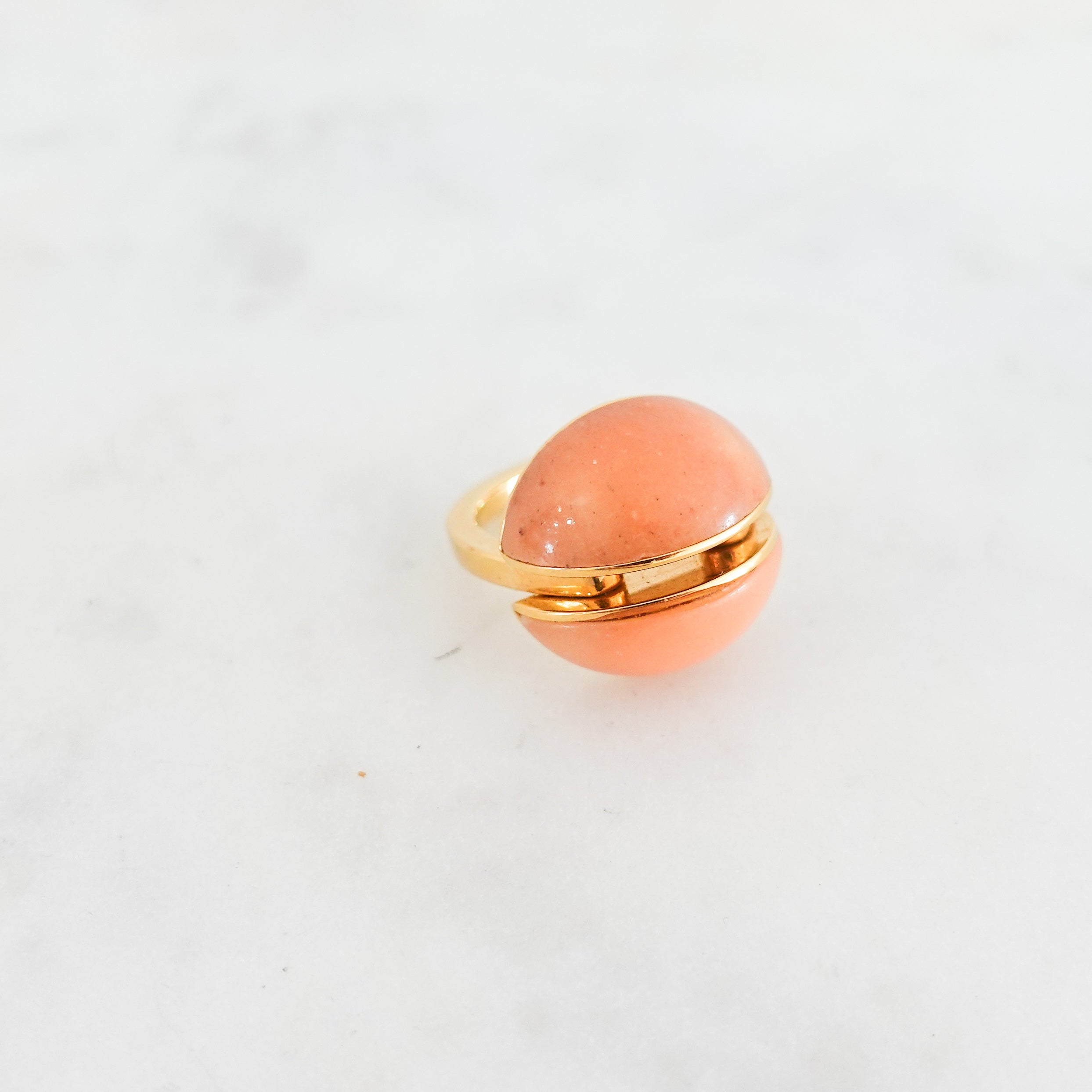 Pink marble gold metal ring RRP £250