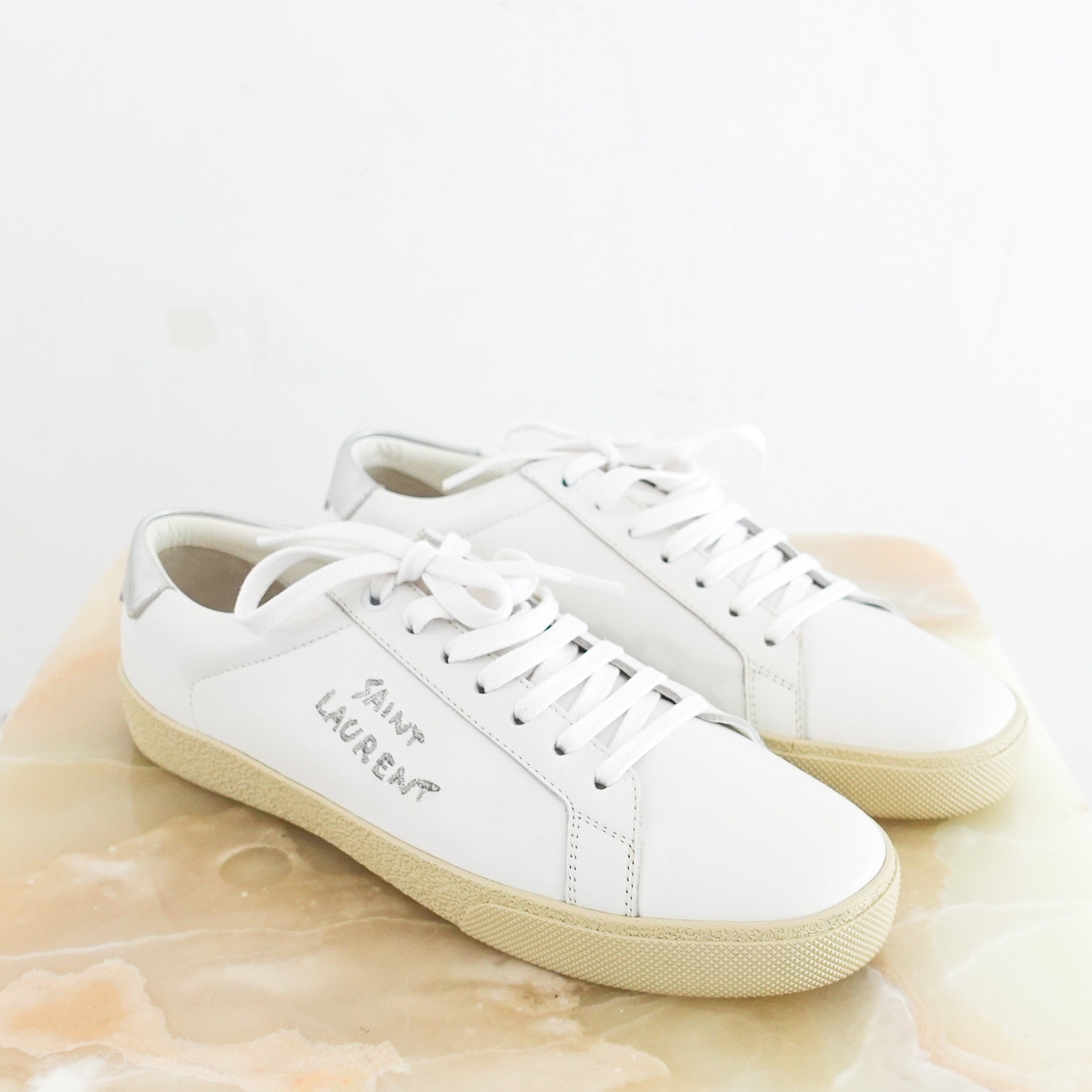 New white sneakers with silver details RRP £595