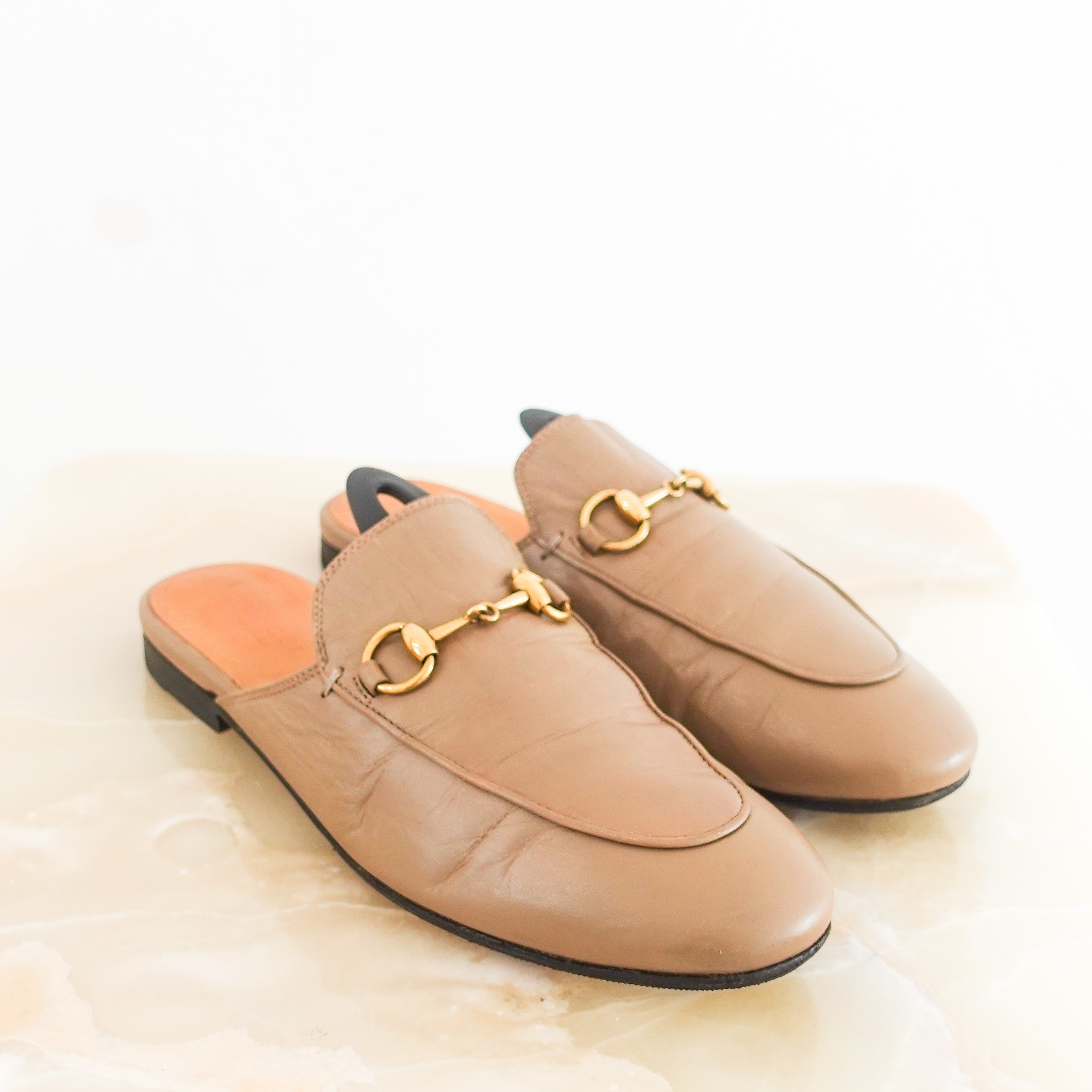 Brown leather prince town mules RRP £800