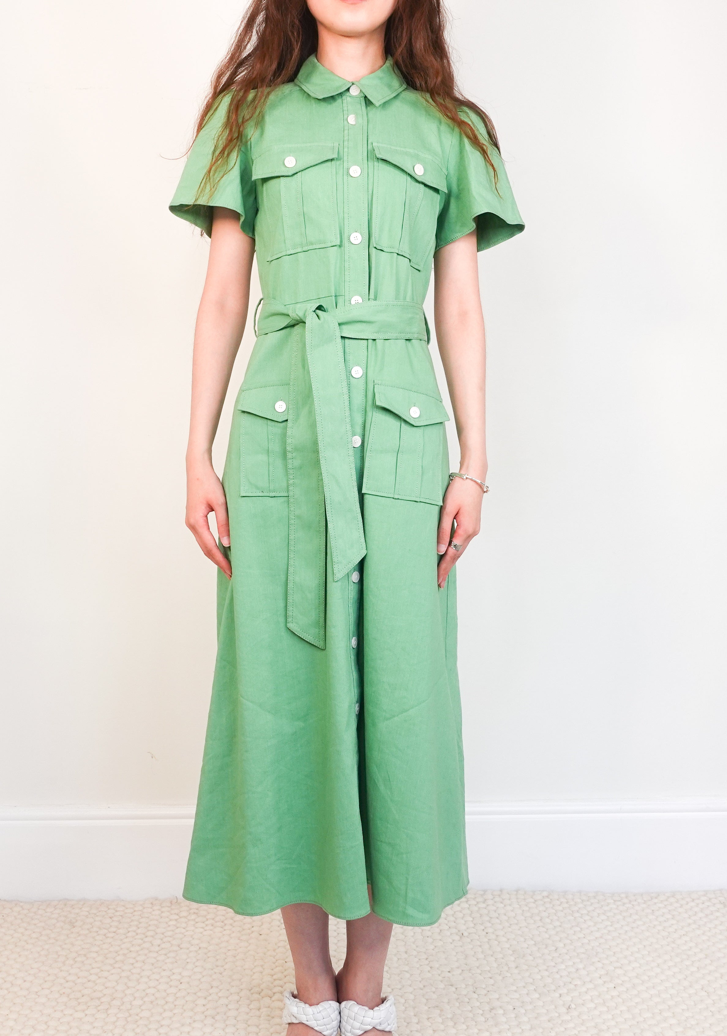 Green Judy linen shirt dress RRP £500