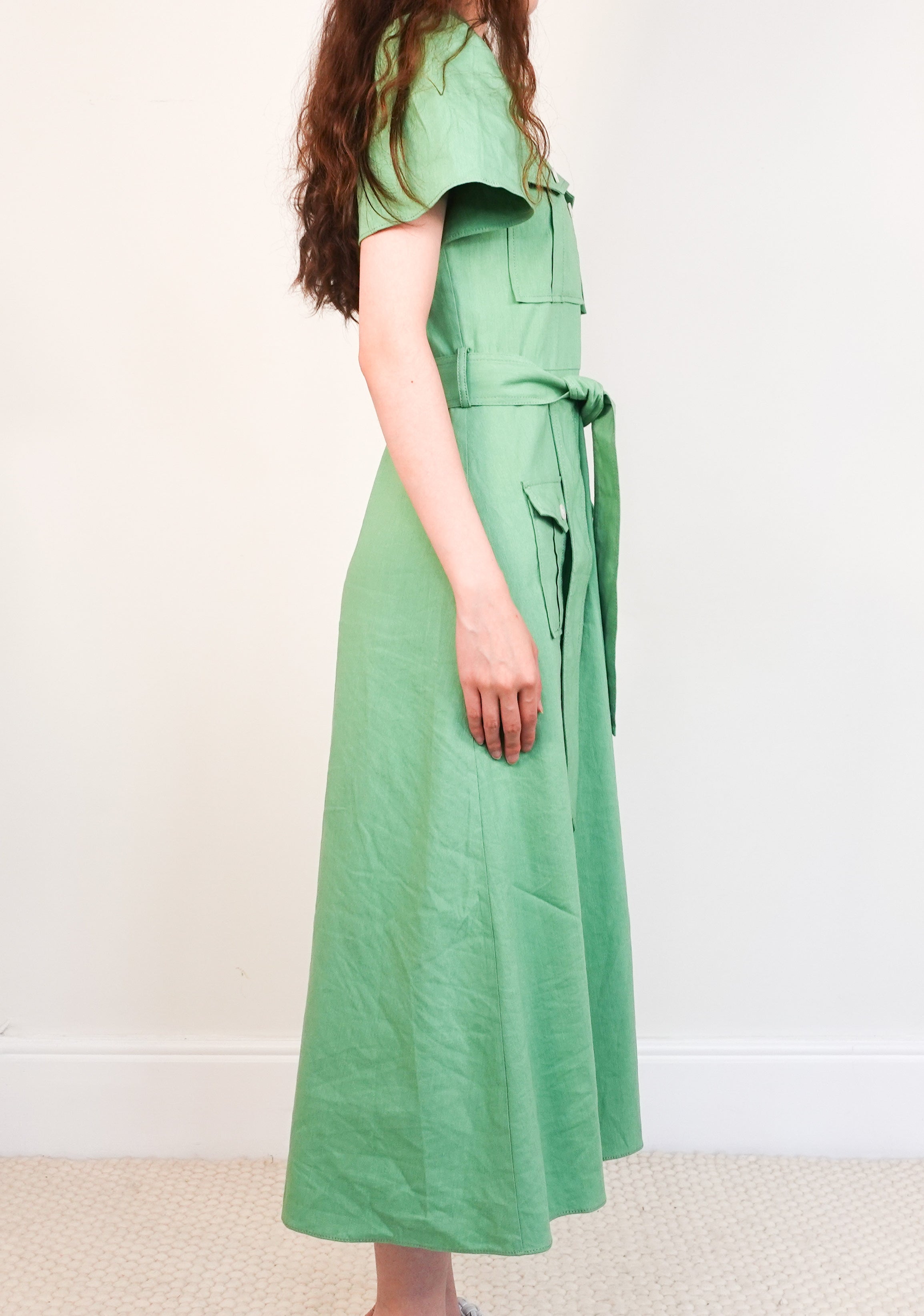 Green Judy linen shirt dress RRP £500