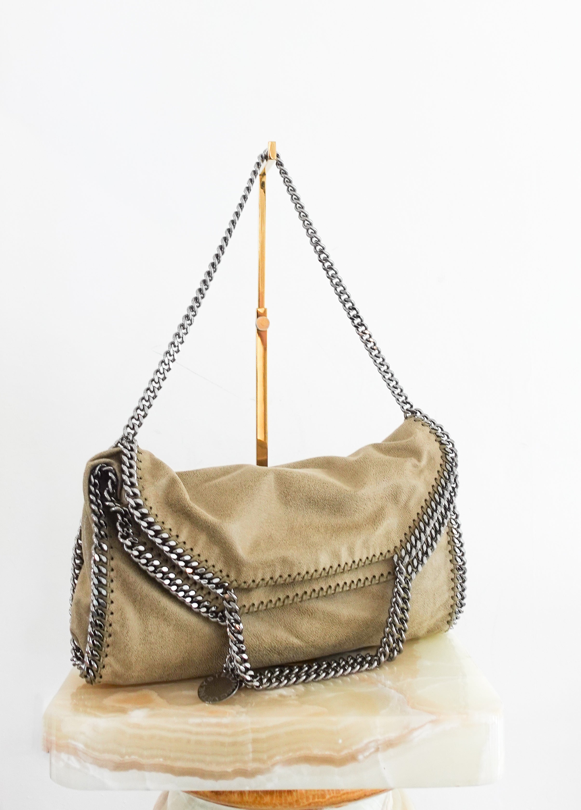 Falabella fold over beige bag new RRP £900