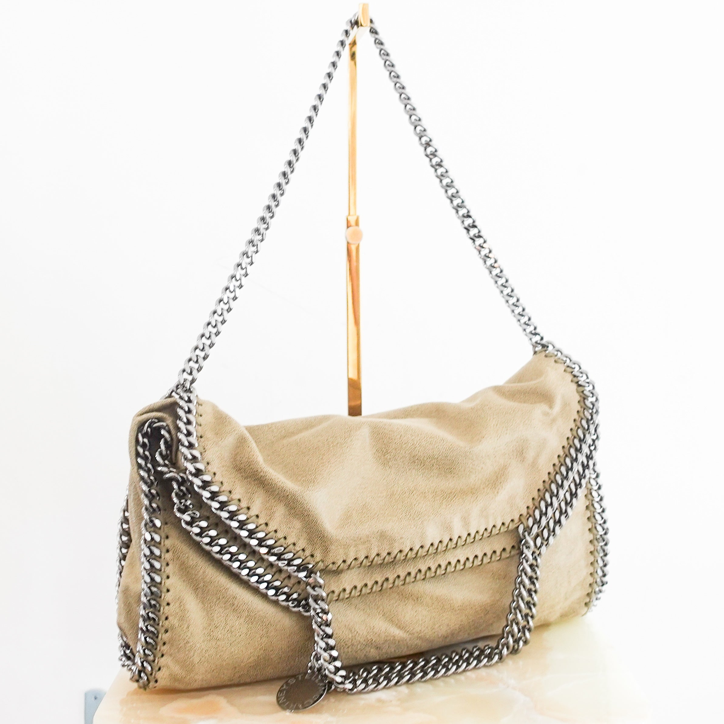 Falabella fold over beige bag new RRP £900