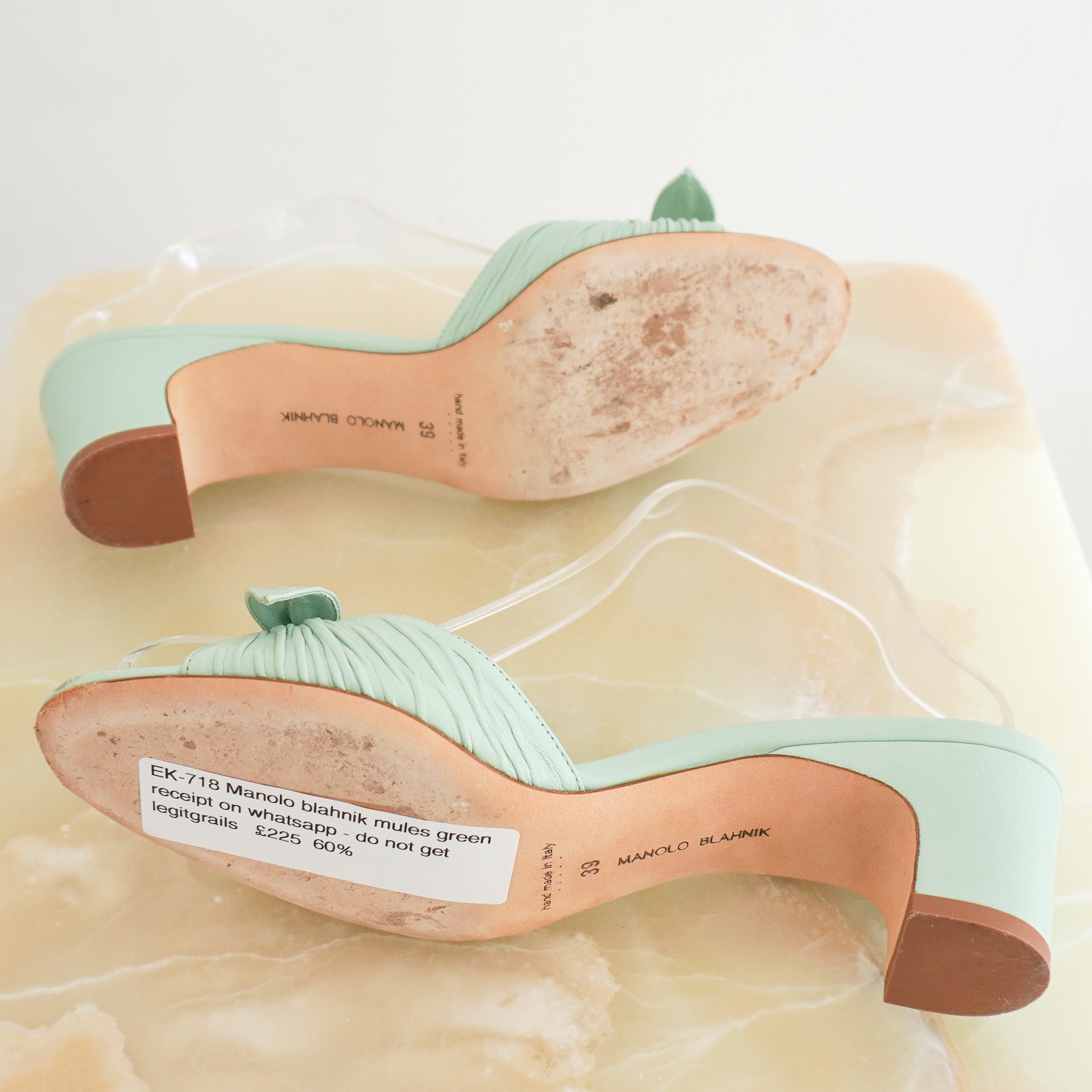 Manolo Blahnik Green Mules RRP £775 | Authentic Preloved